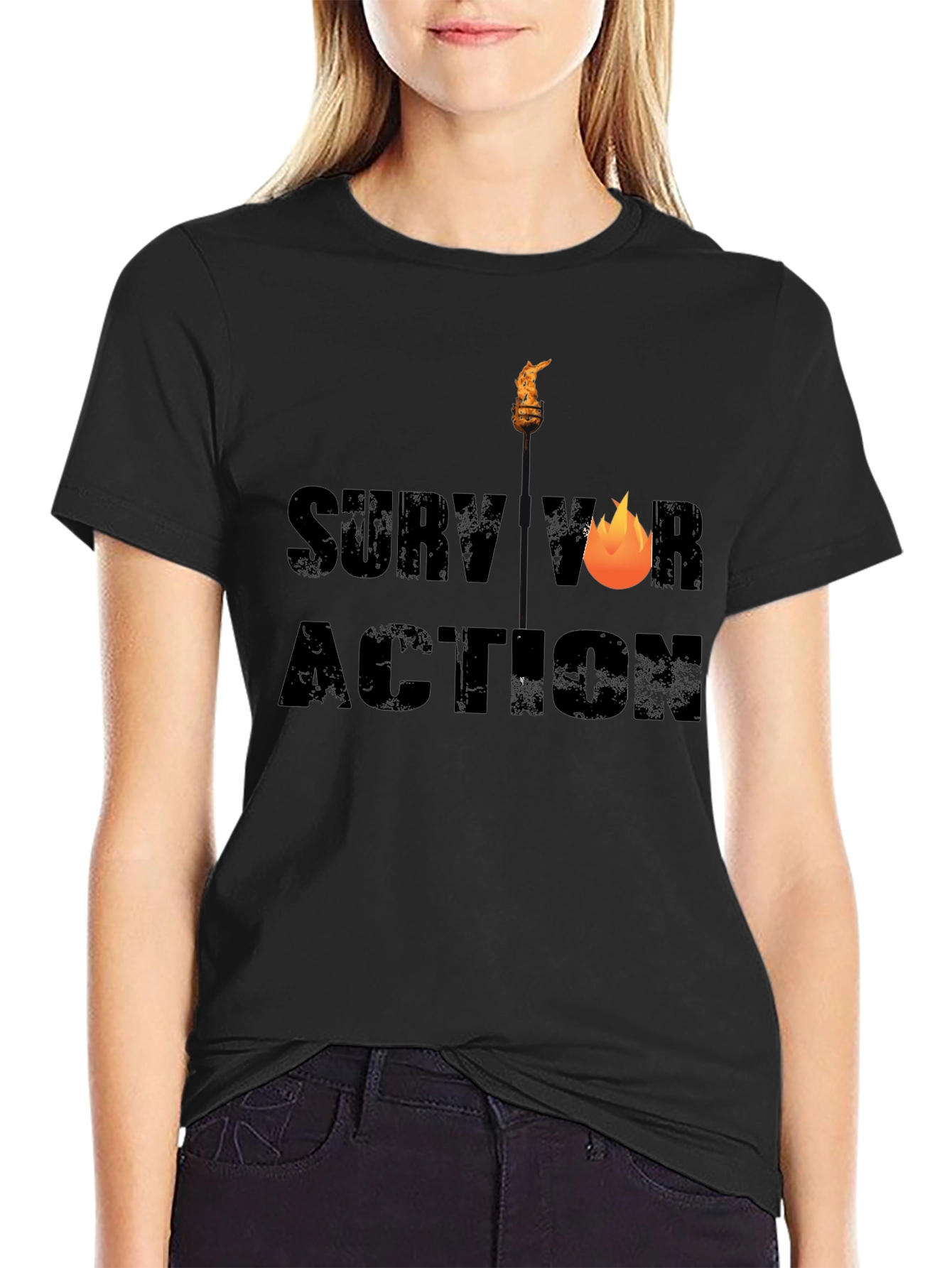 Survivor Action Graphic Black T-Shirt
