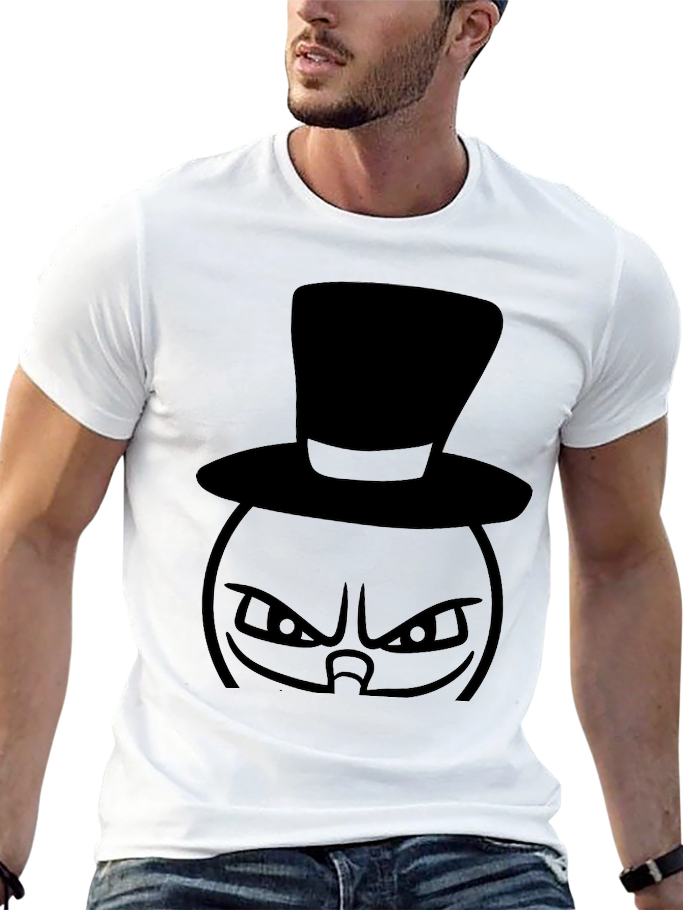 Top Hat Evil Face Black T-Shirt