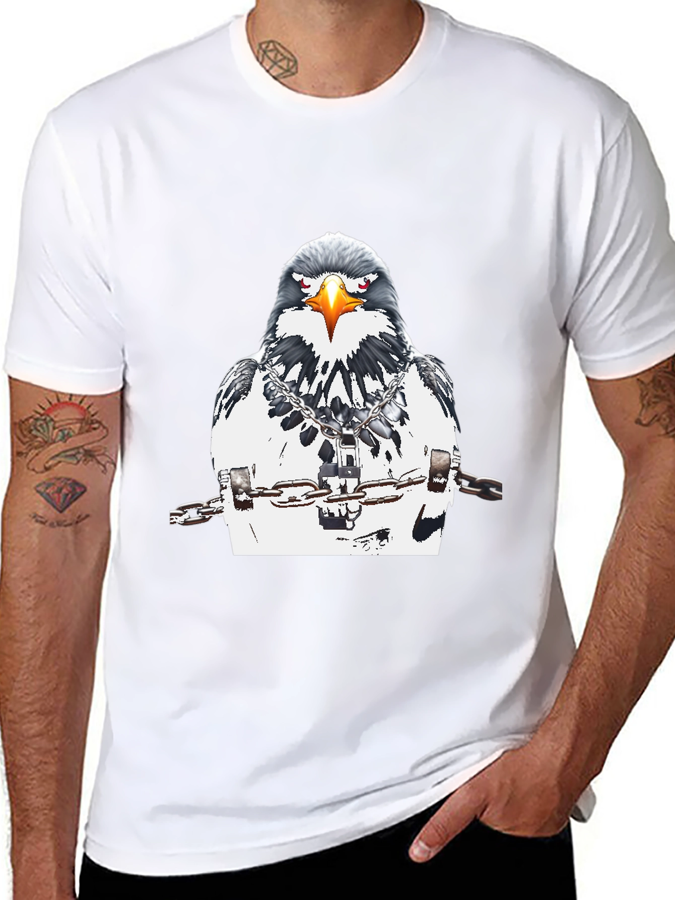 Chained Eagle Graphic Tee - Mens Black T-Shirt