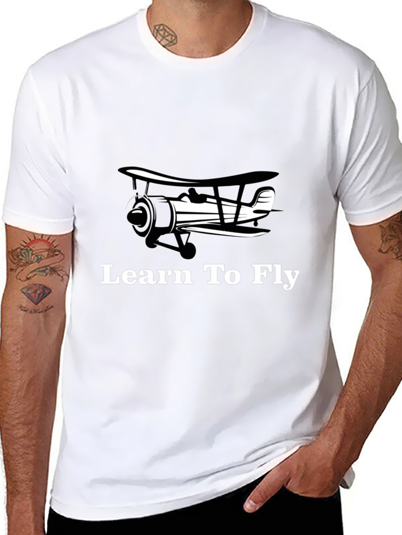 Learn to Fly Biplane T-Shirt - Aviation Tee