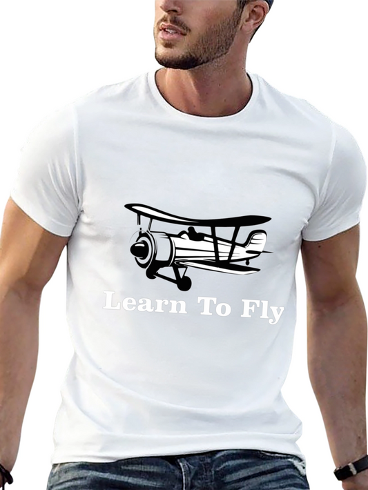 Learn to Fly Biplane T-Shirt - Aviation Tee