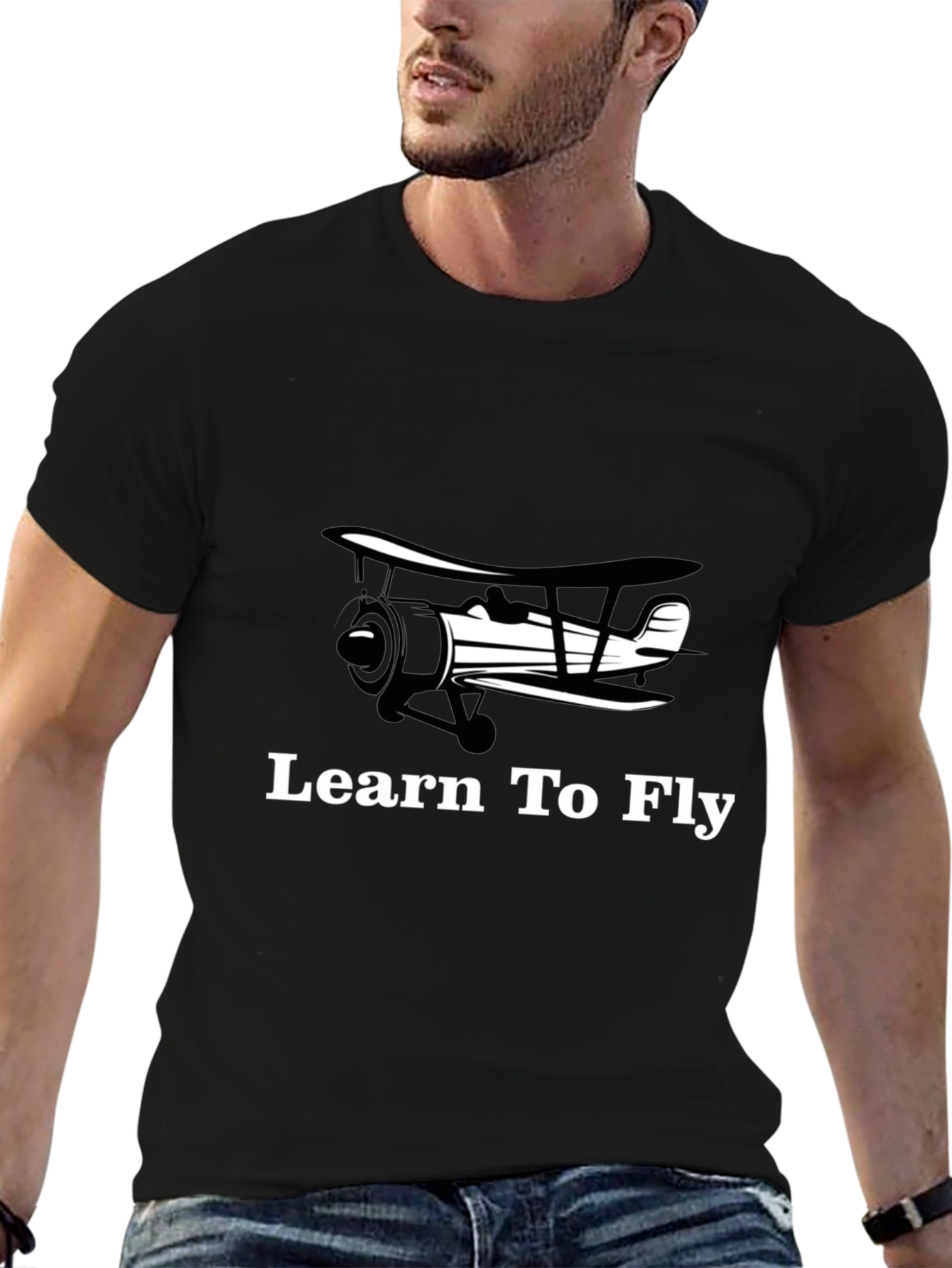 Learn to Fly Biplane T-Shirt - Aviation Tee