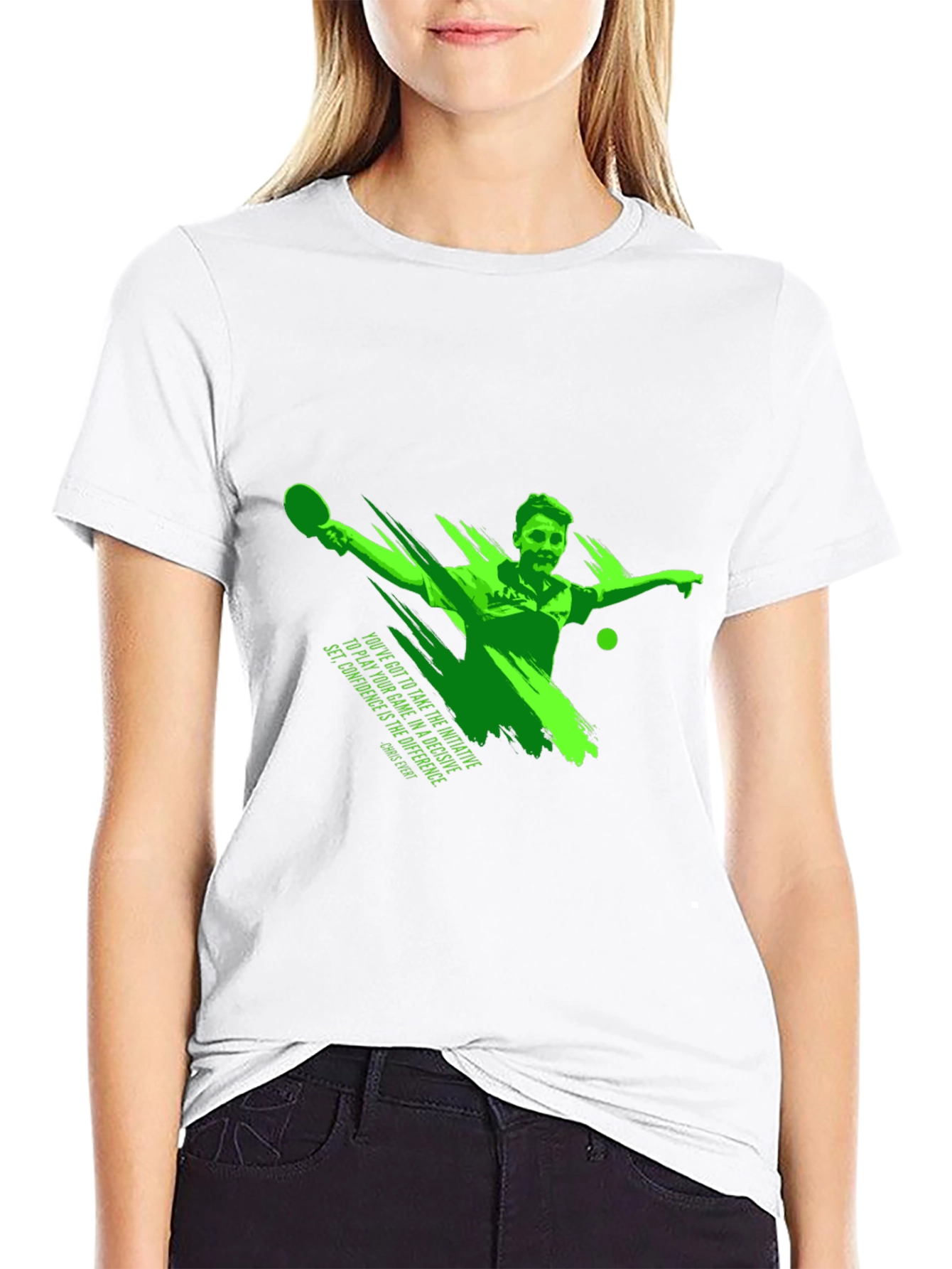 Mens Black Graphic T-Shirt - Table Tennis Player Design