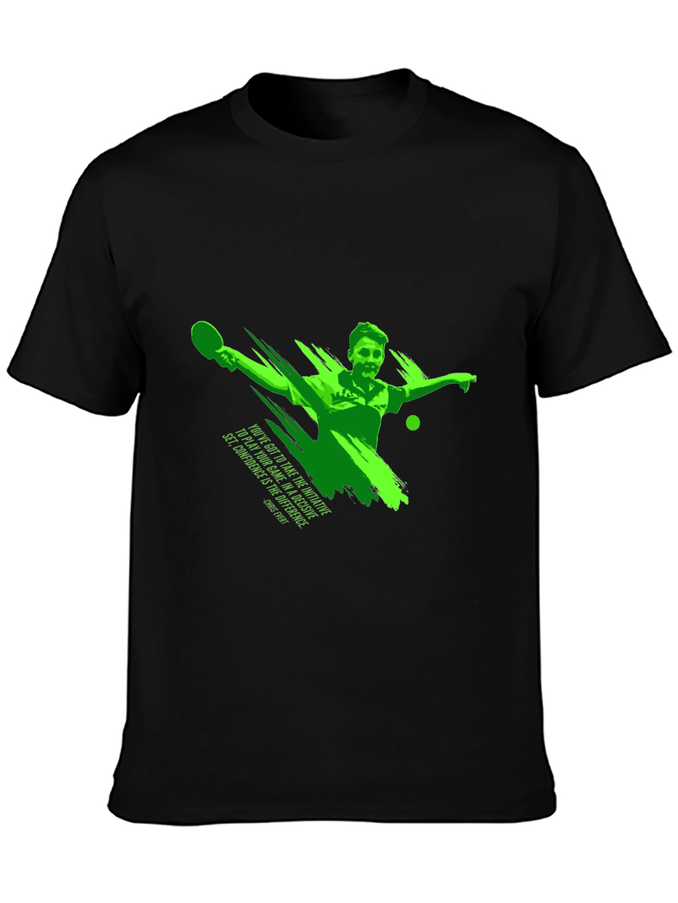 Mens Black Graphic T-Shirt - Table Tennis Player Design