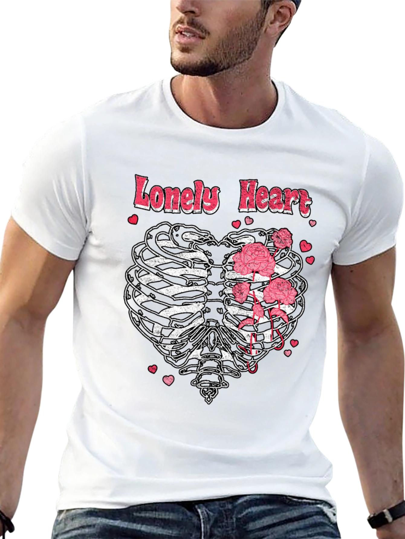 Lonely Heart Ribcage Graphic T-Shirt