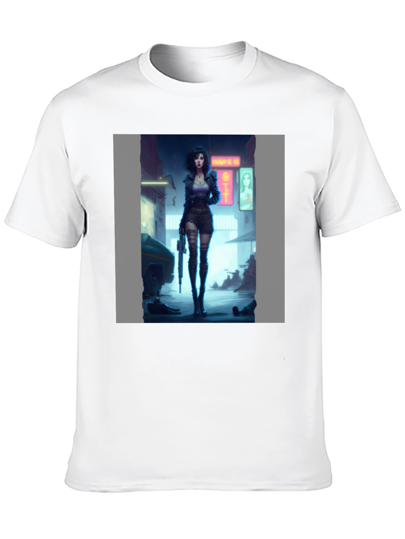 Cyberpunk Girl Graphic Black T-Shirt