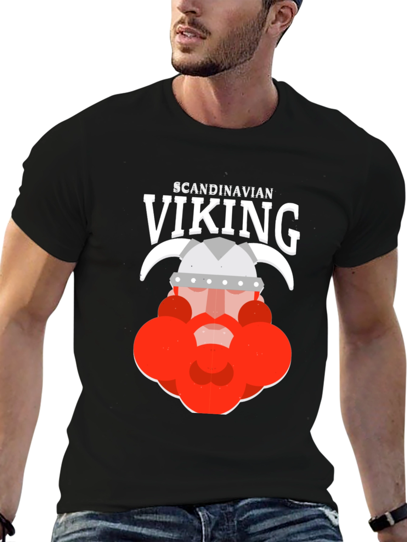 Scandinavian Viking Graphic Tee - Black