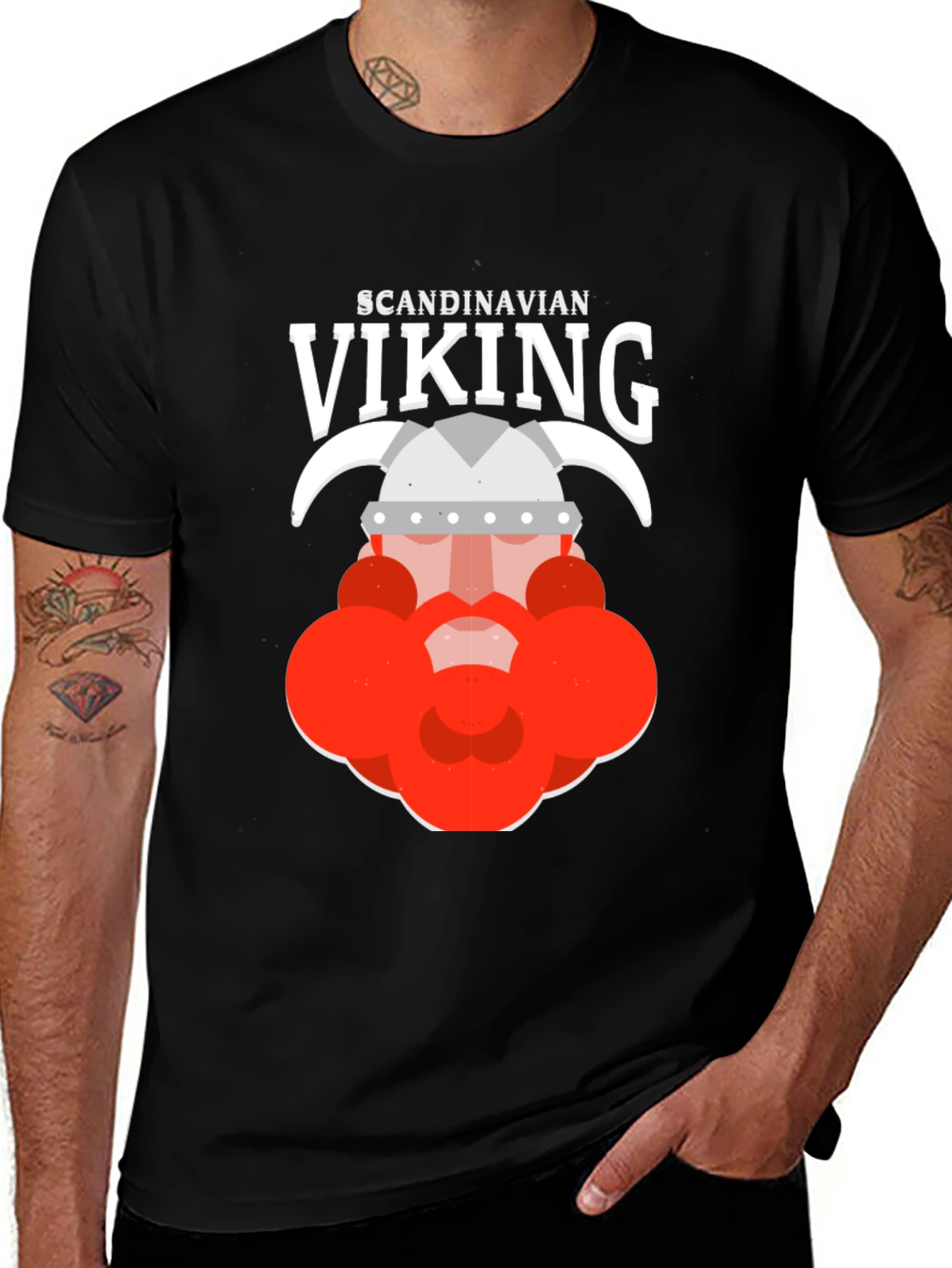 Scandinavian Viking Graphic Tee - Black