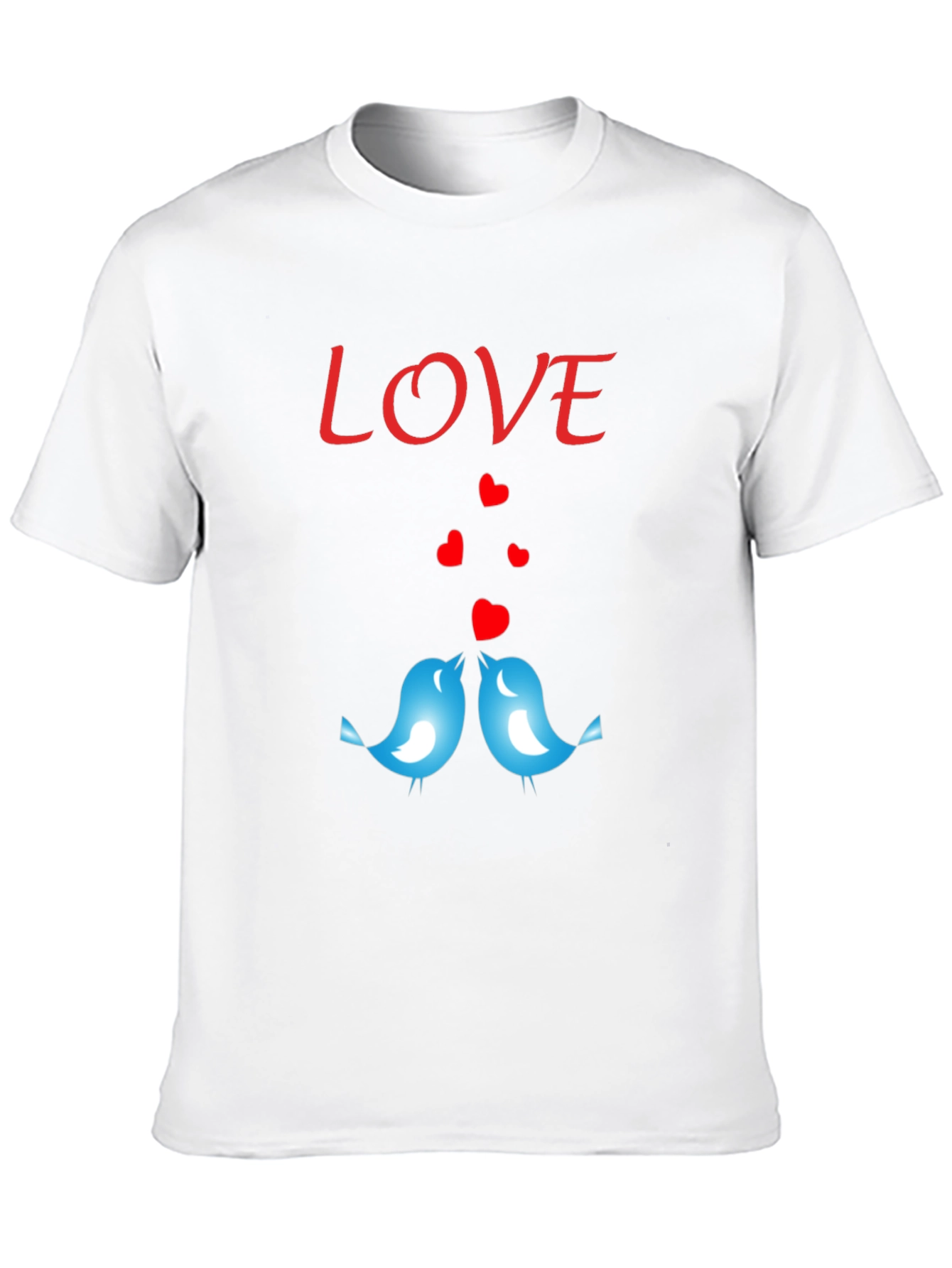 Love Birds Graphic Print Crew Neck T-Shirt