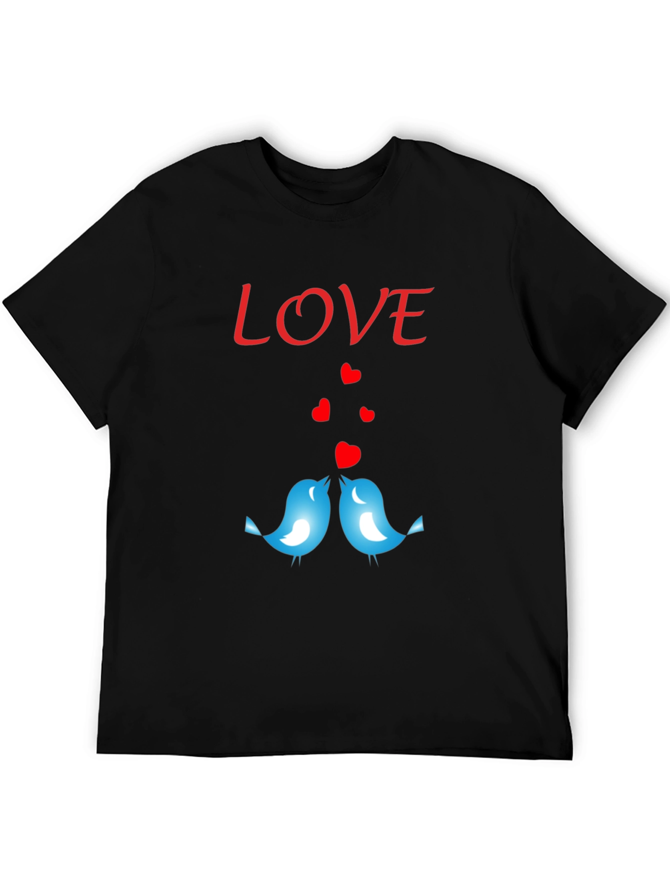Love Birds Graphic Print Crew Neck T-Shirt