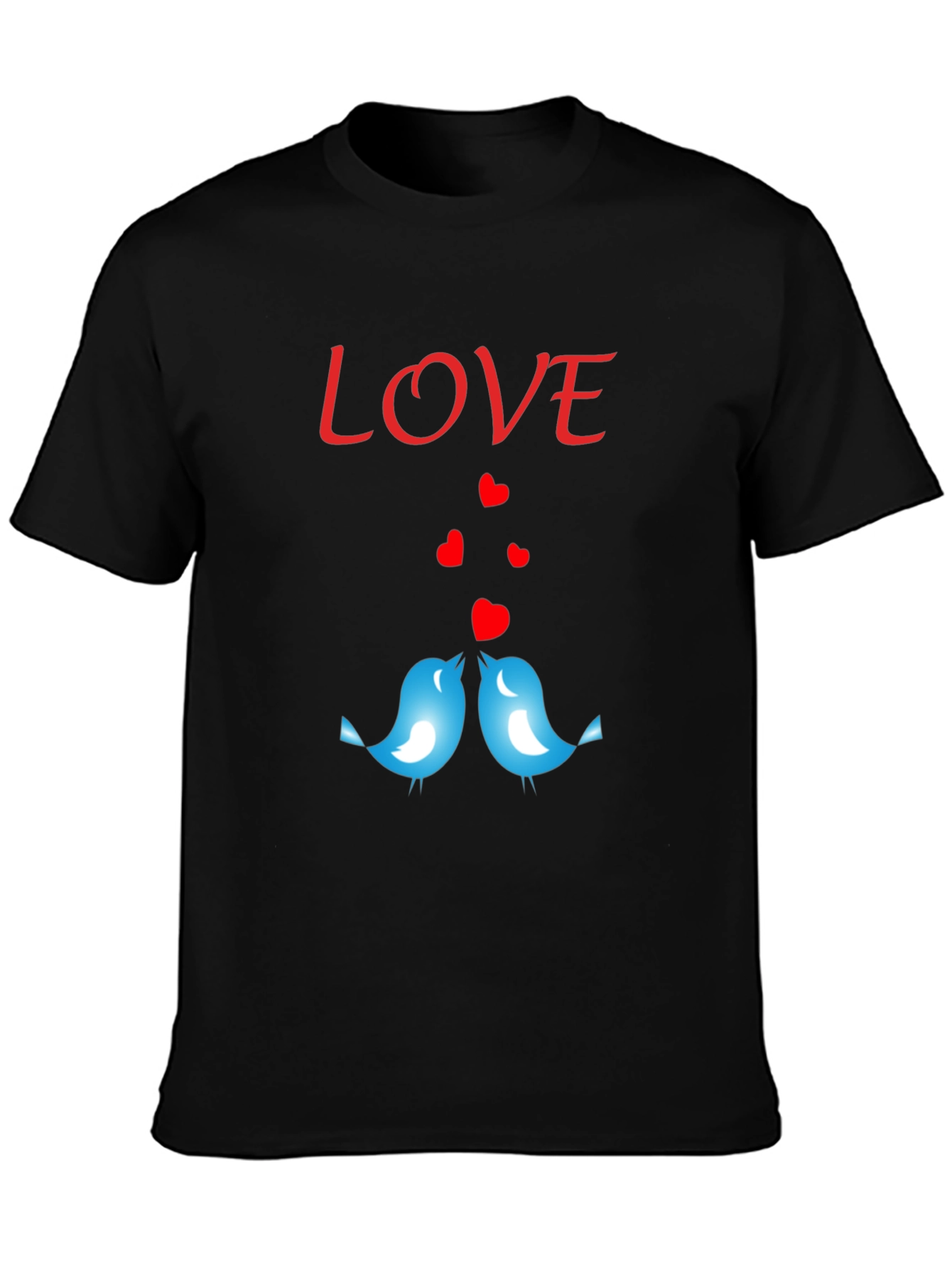 Love Birds Graphic Print Crew Neck T-Shirt