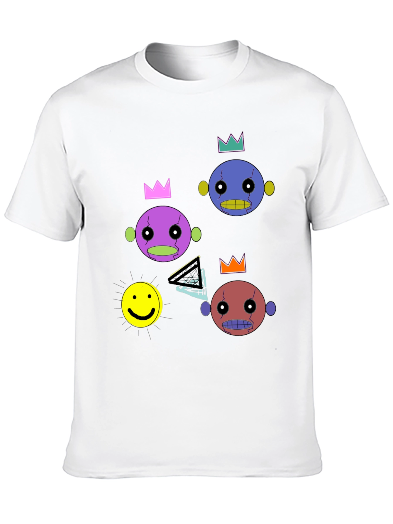 Funky Crowned Character Print Black T-Shirt