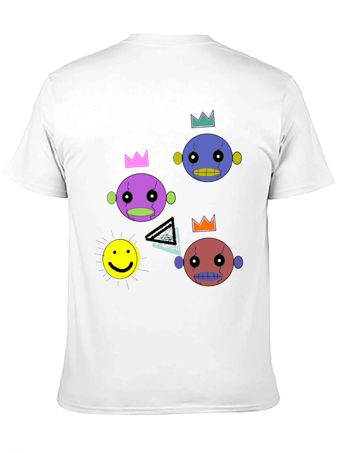 Funky Crowned Character Print Black T-Shirt