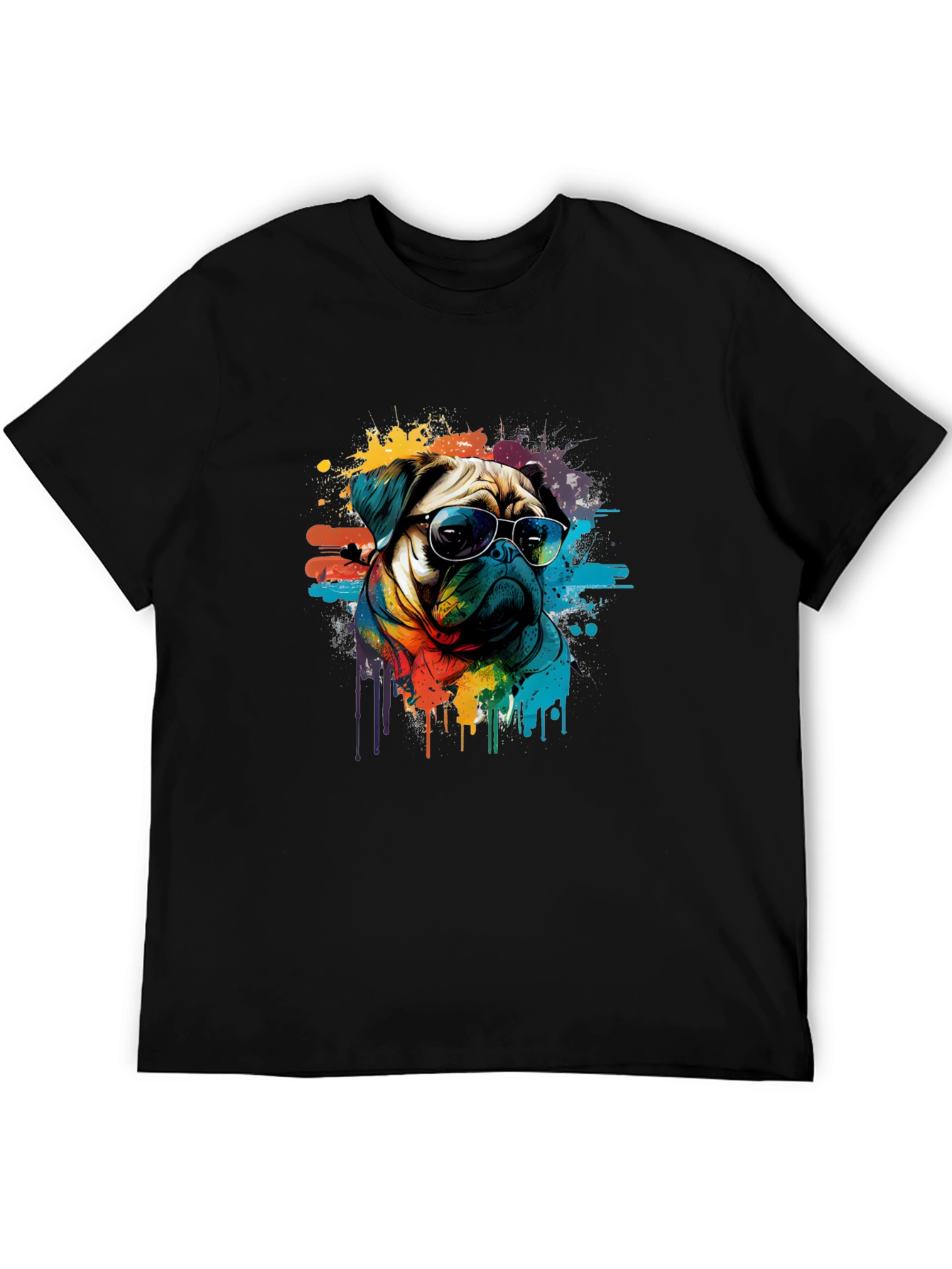 Pug Art Mens Graphic T-Shirt