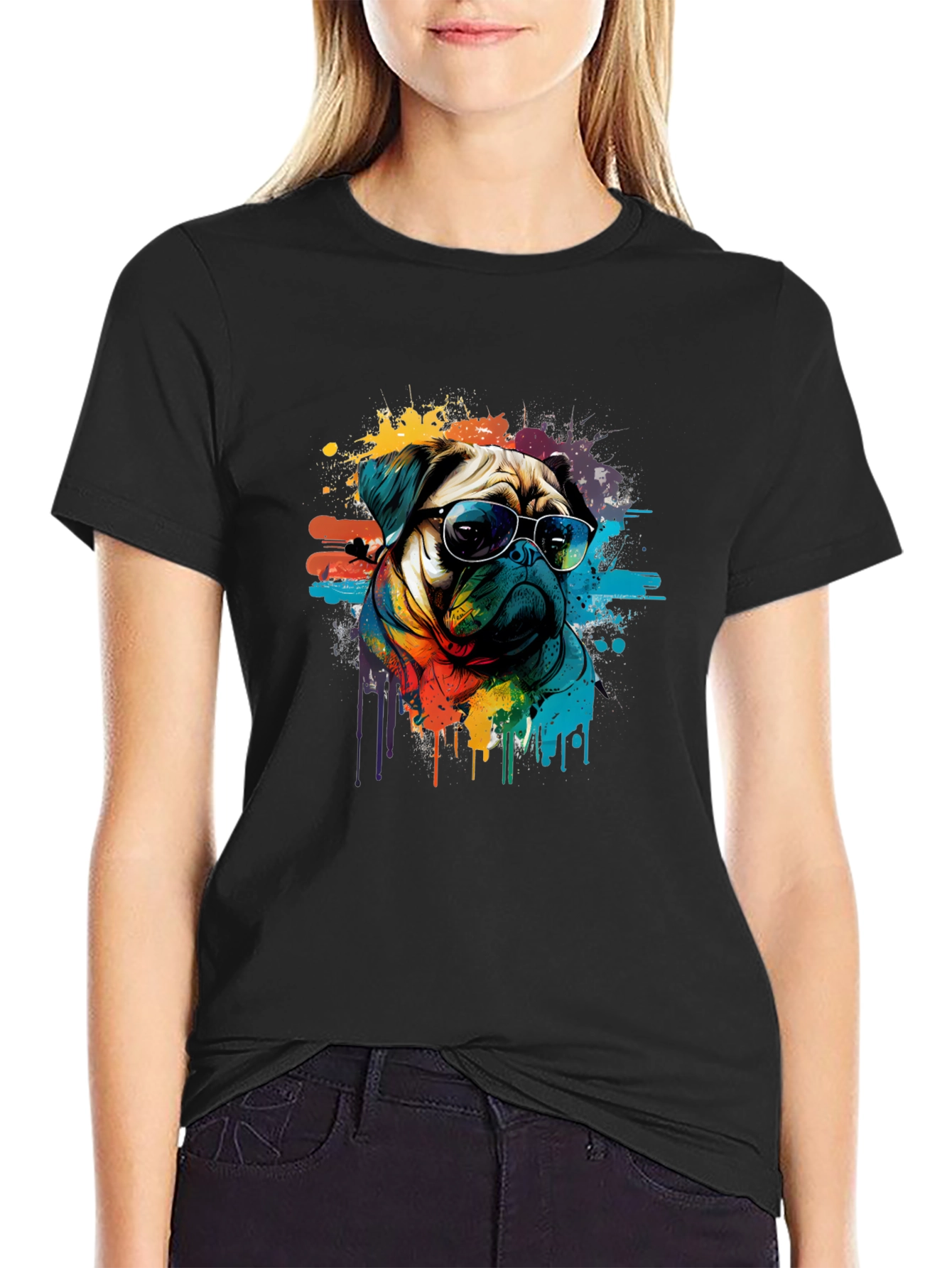 Pug Art Mens Graphic T-Shirt