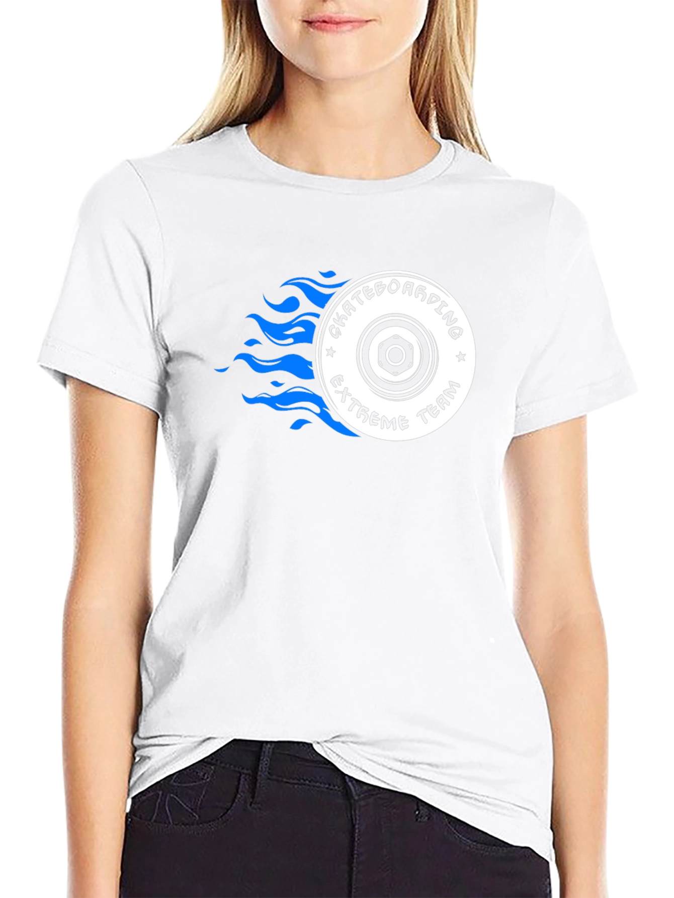 Skateboarding Team Graphic Tee - Black Cotton T-Shirt