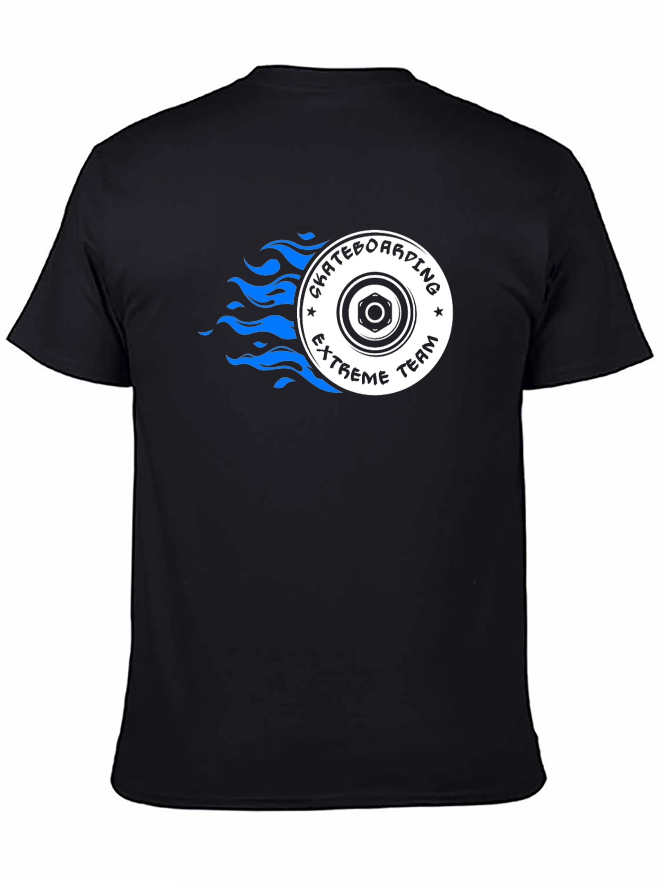 Skateboarding Team Graphic Tee - Black Cotton T-Shirt