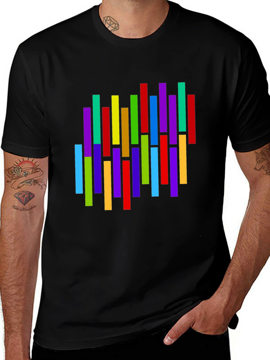 Colorful Vertical Stripes Graphic T-Shirt