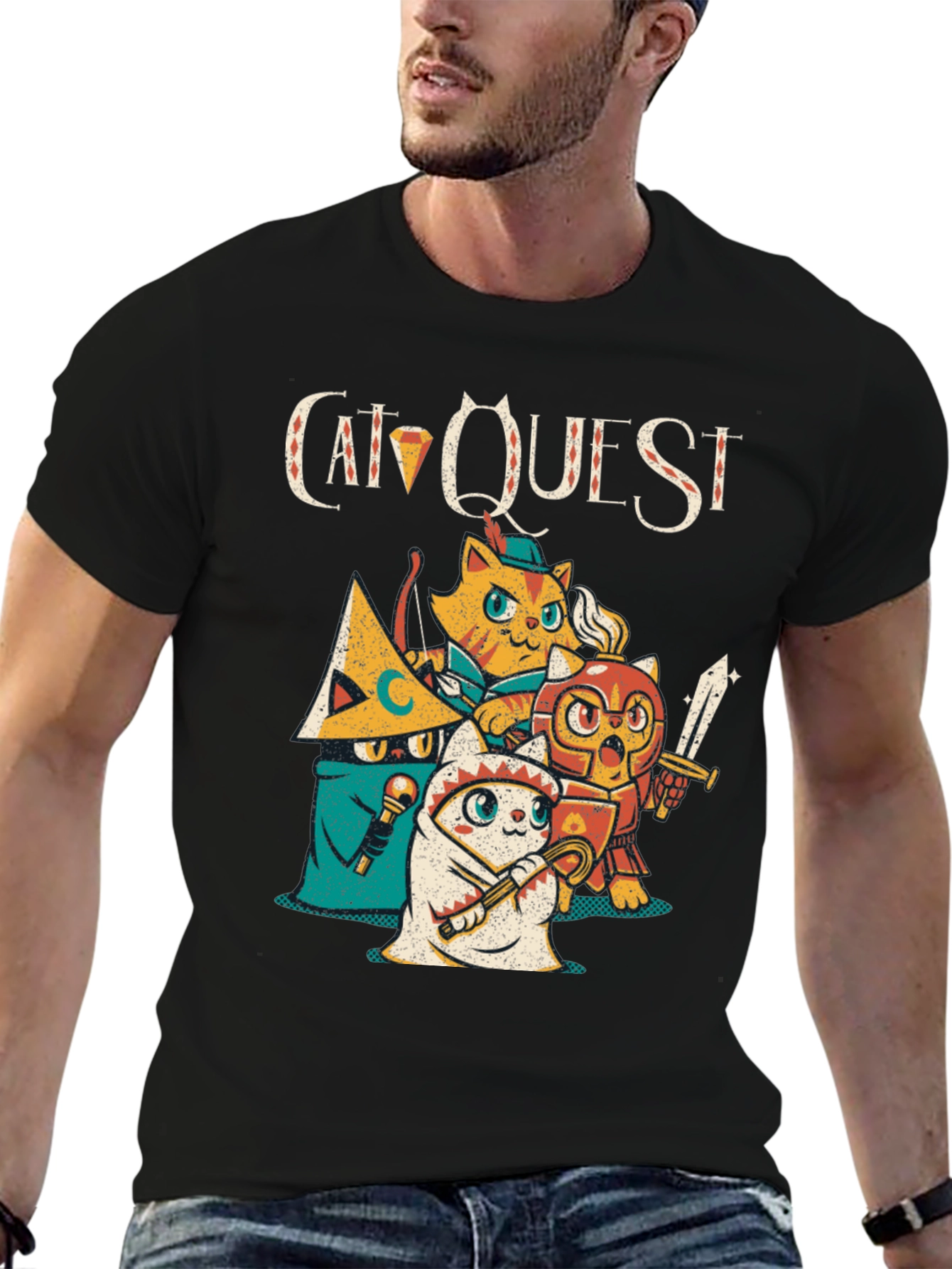 Cat Quest Graphic T-Shirt - Gamer Tee
