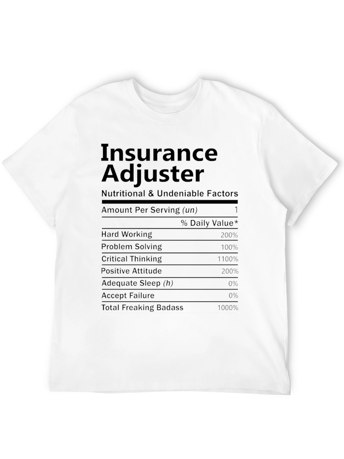 Insurance Adjuster Nutrition Facts T-Shirt