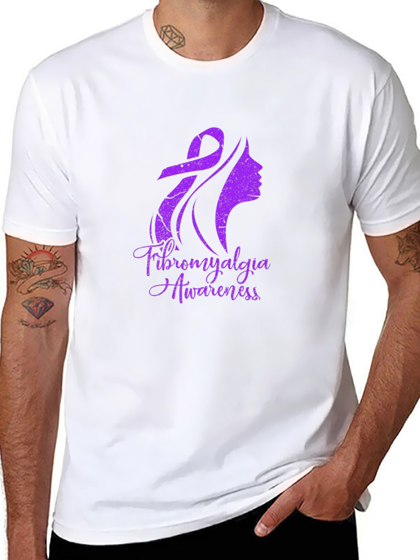 Fibromyalgia Awareness T-Shirt - Purple Ribbon Graphic Tee