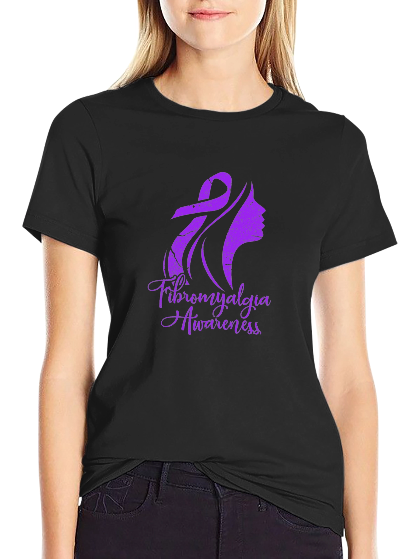 Fibromyalgia Awareness T-Shirt - Purple Ribbon Graphic Tee