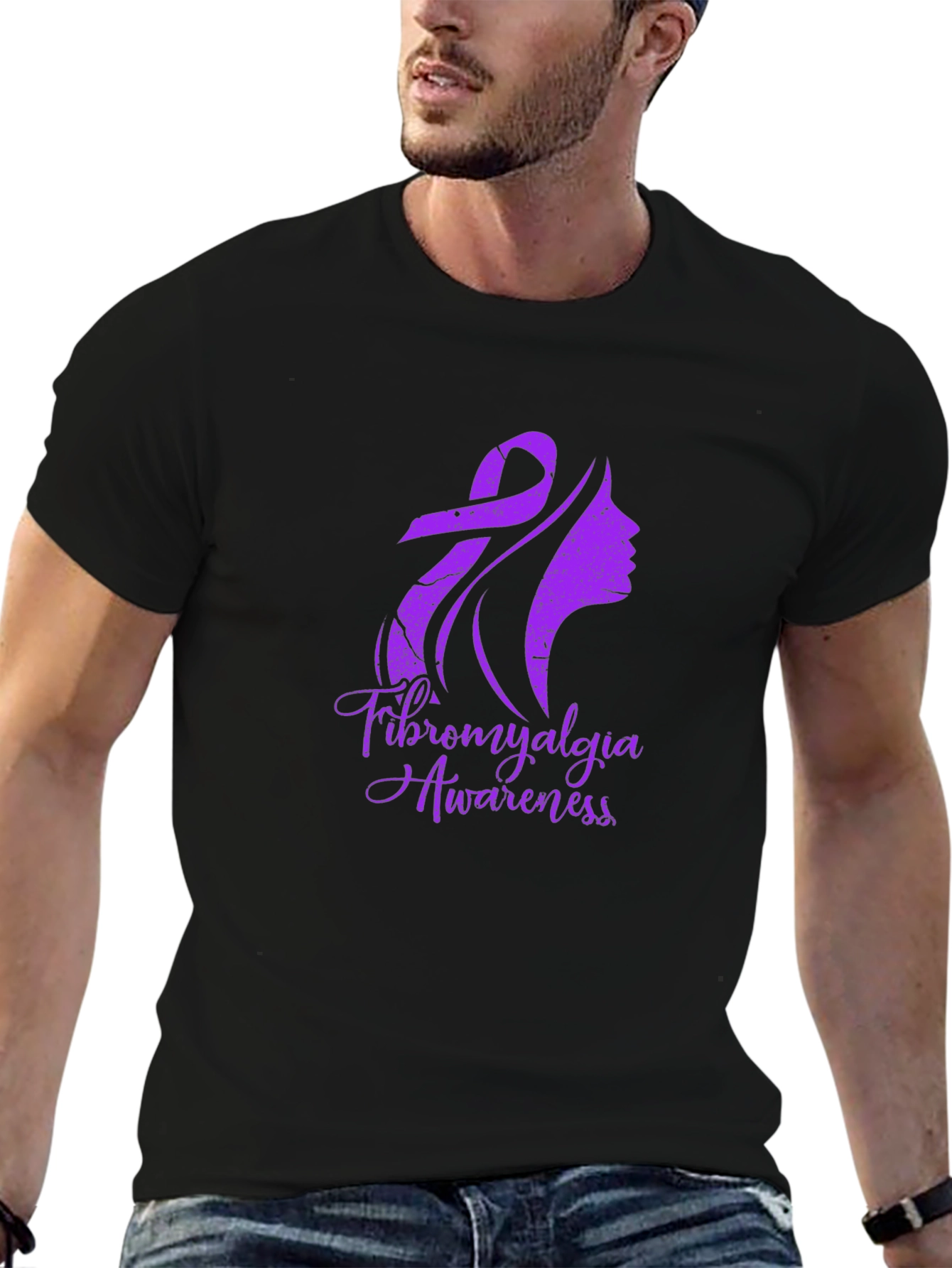 Fibromyalgia Awareness T-Shirt - Purple Ribbon Graphic Tee