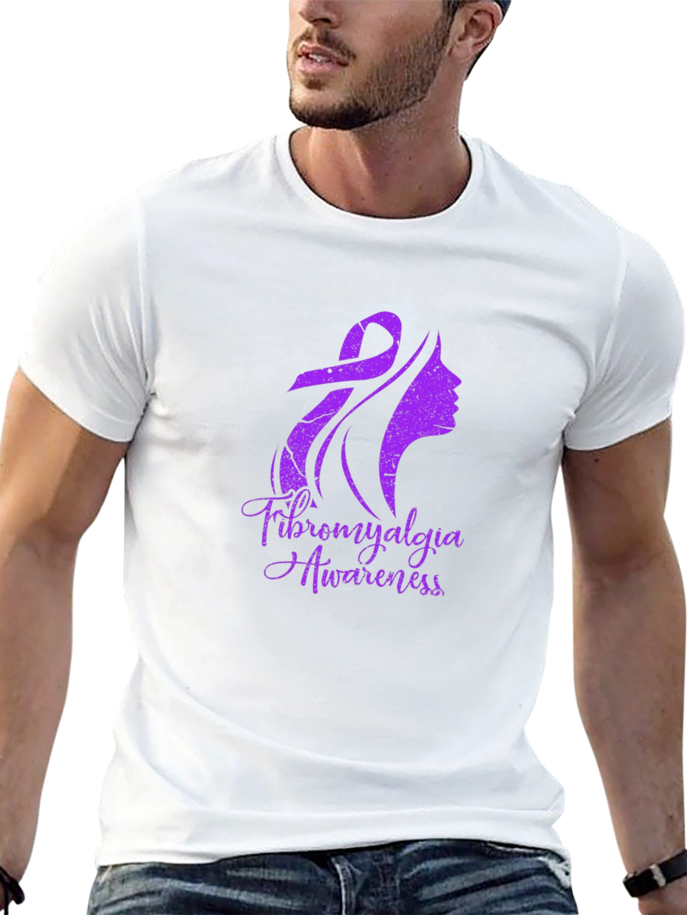 Fibromyalgia Awareness T-Shirt - Purple Ribbon Graphic Tee