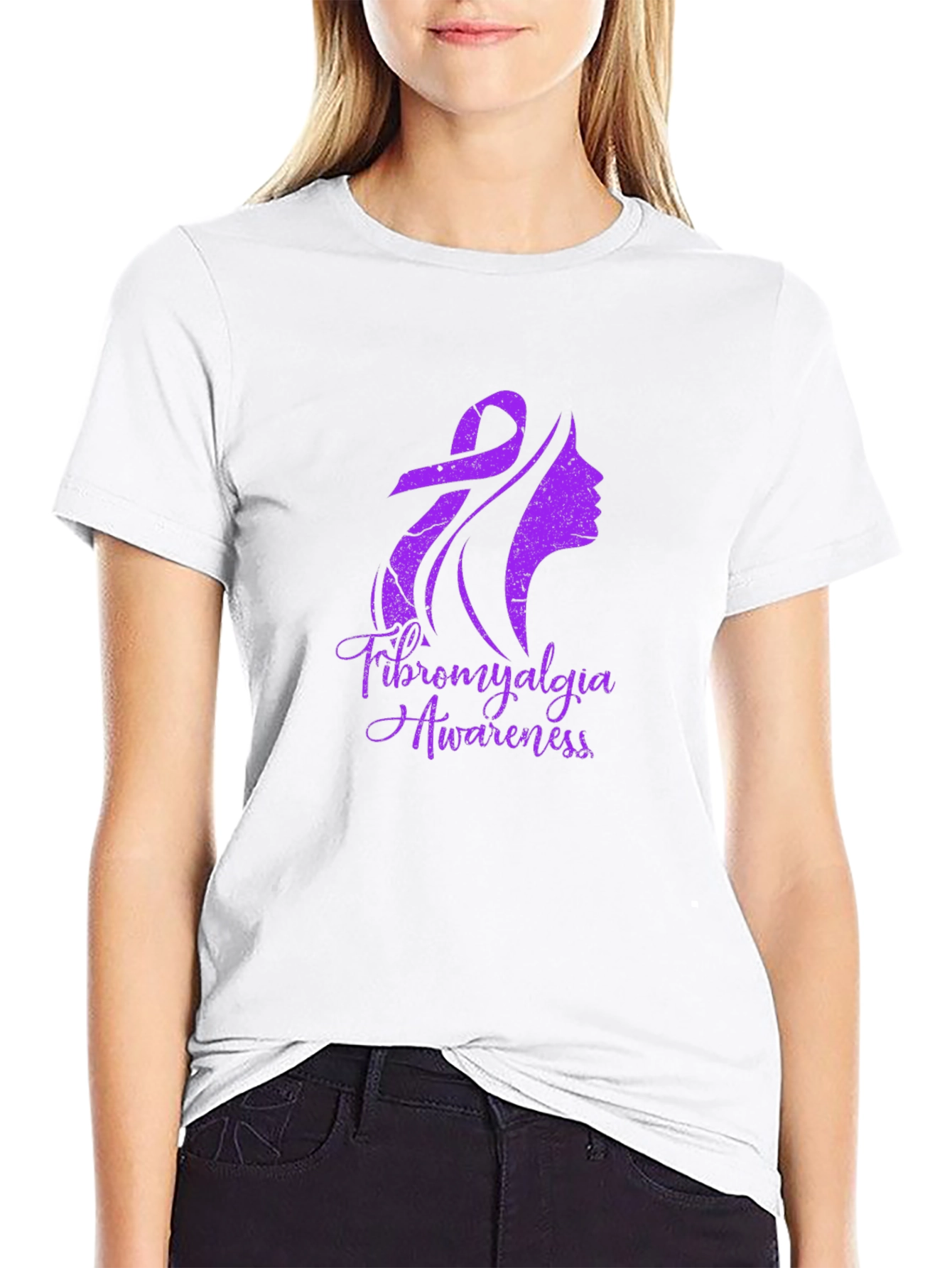 Fibromyalgia Awareness T-Shirt - Purple Ribbon Graphic Tee