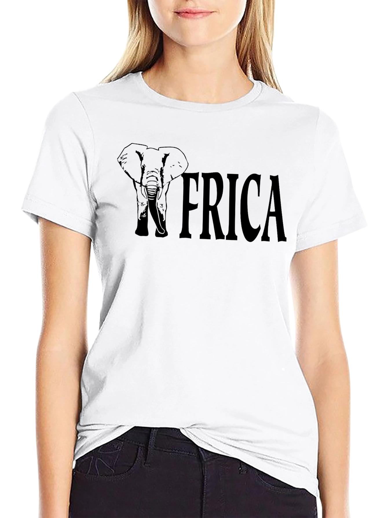 Africa Elephant Graphic Black T-Shirt