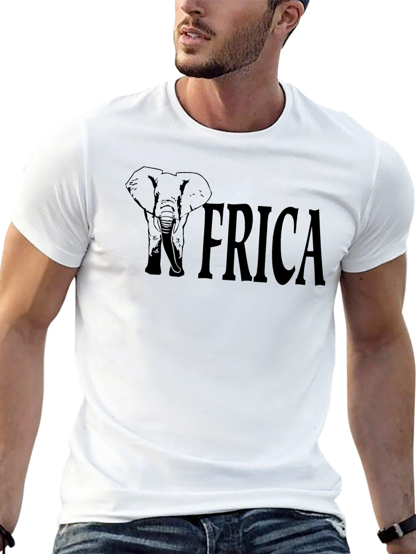 Africa Elephant Graphic Black T-Shirt