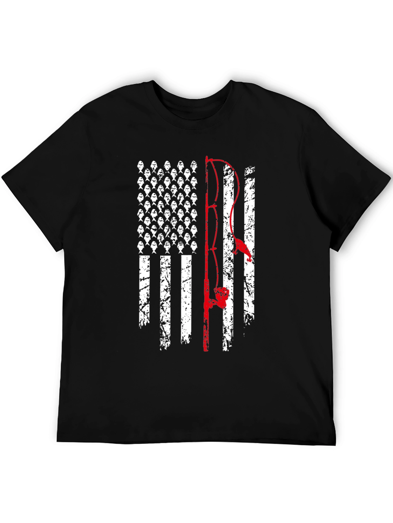 Fishing American Flag Graphic T-Shirt