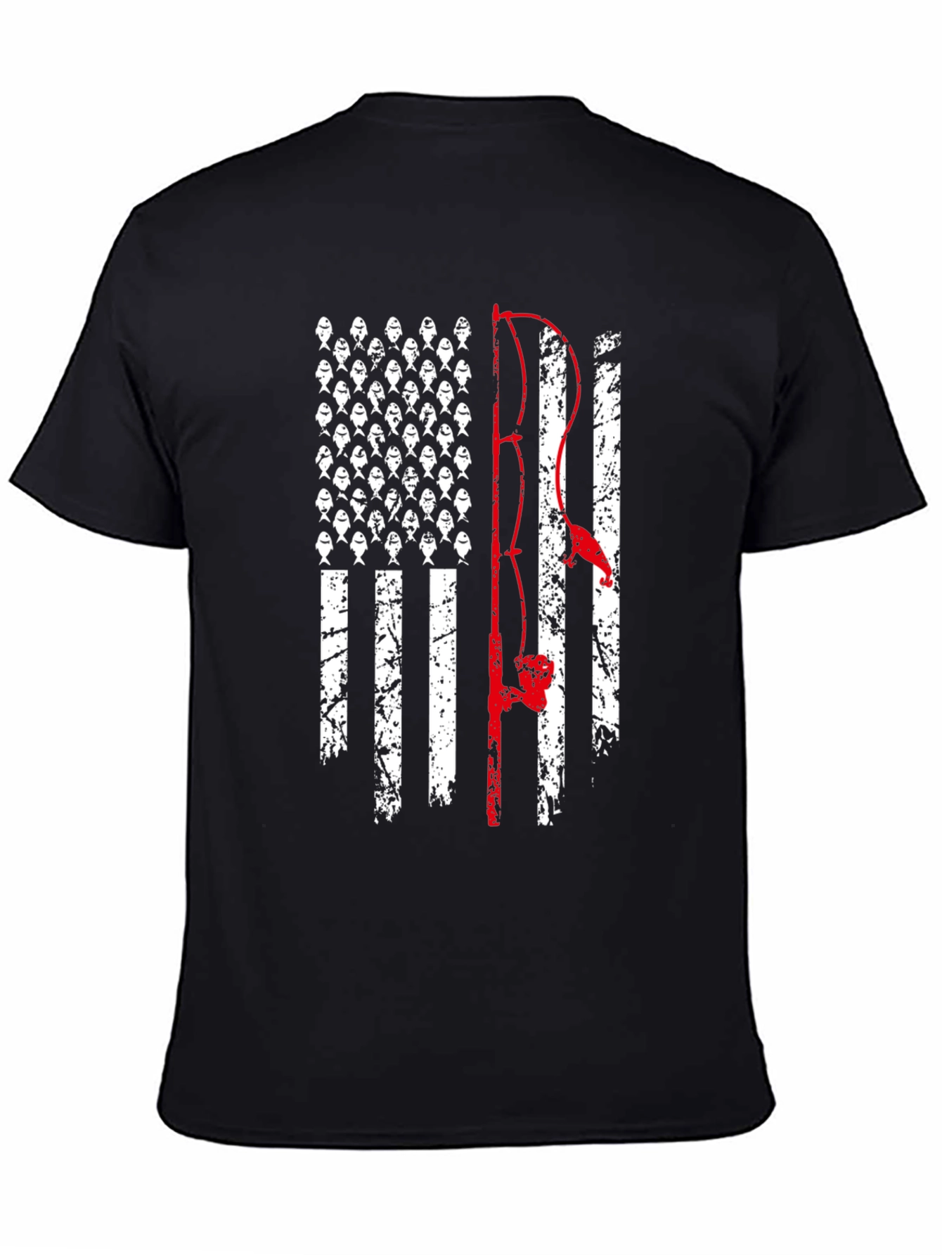 Fishing American Flag Graphic T-Shirt