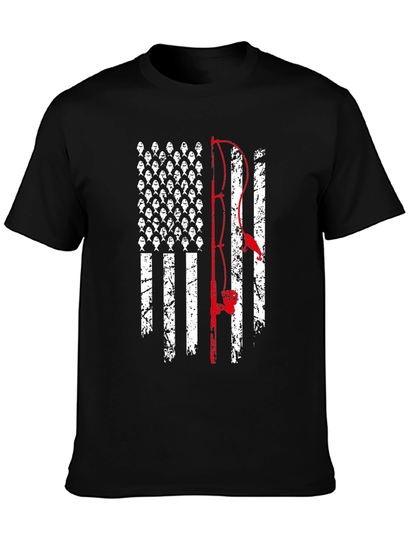 Fishing American Flag Graphic T-Shirt