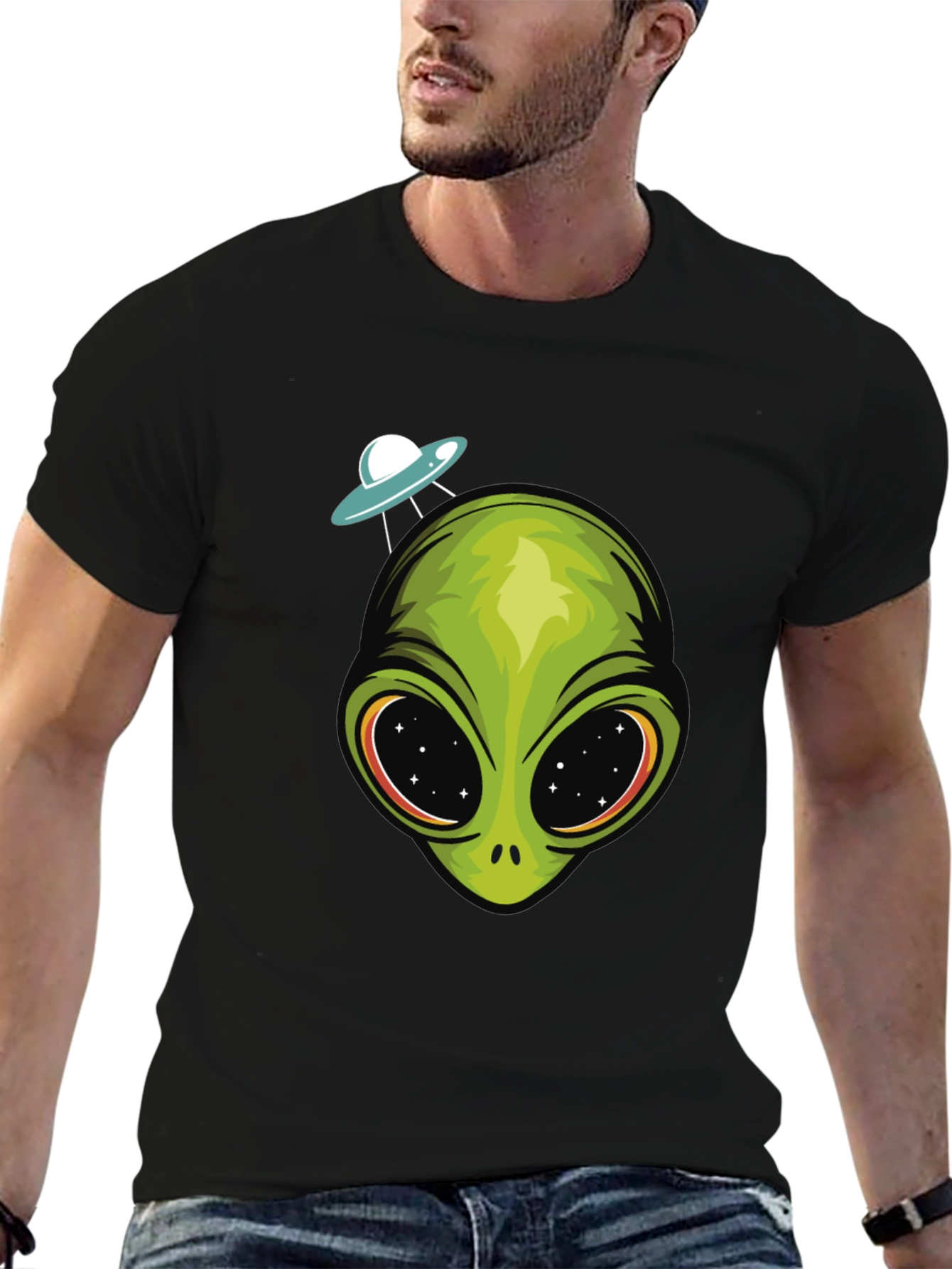 Alien Head UFO T-Shirt - Sci-Fi Graphic Tee
