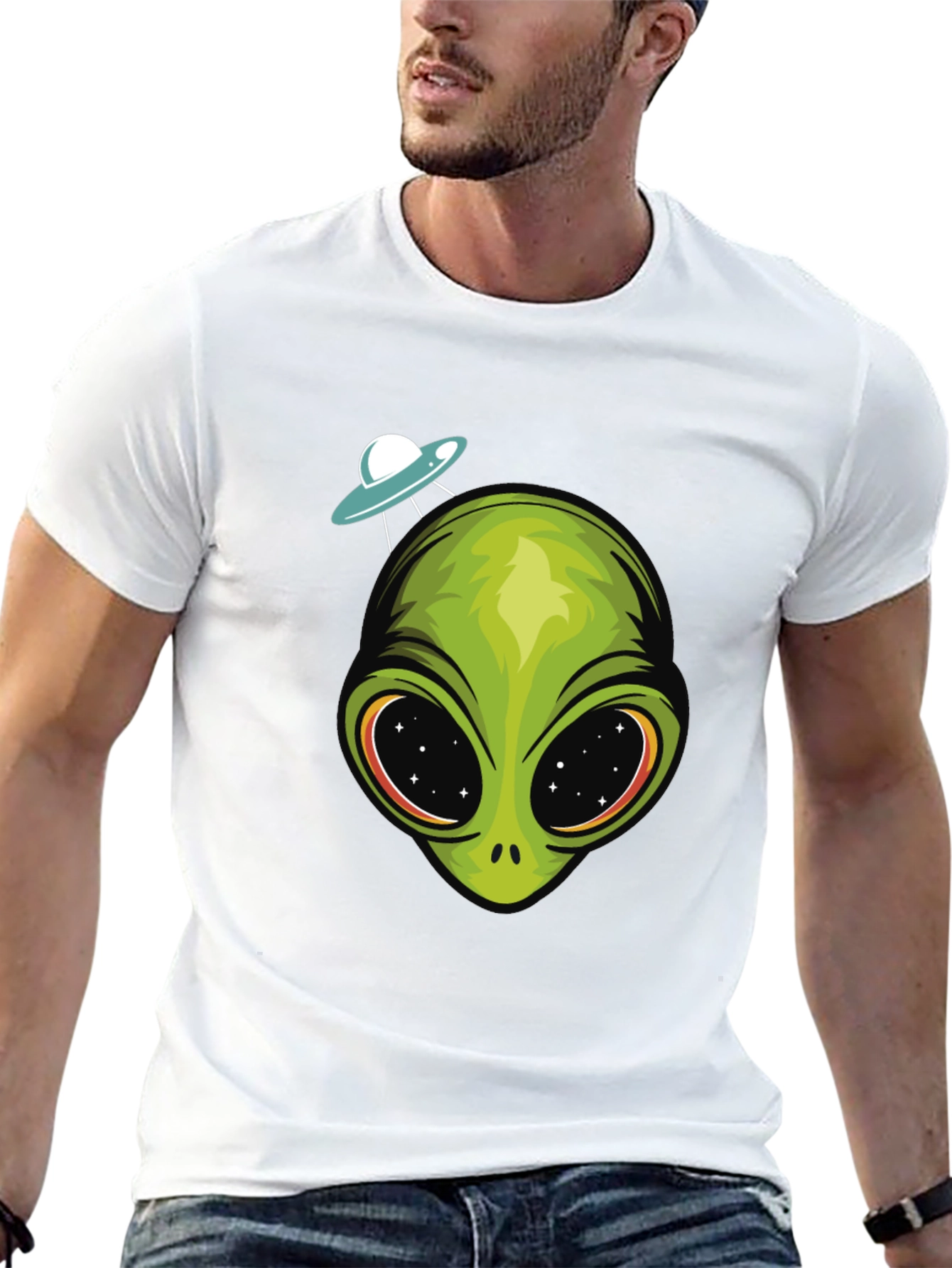Alien Head UFO T-Shirt - Sci-Fi Graphic Tee