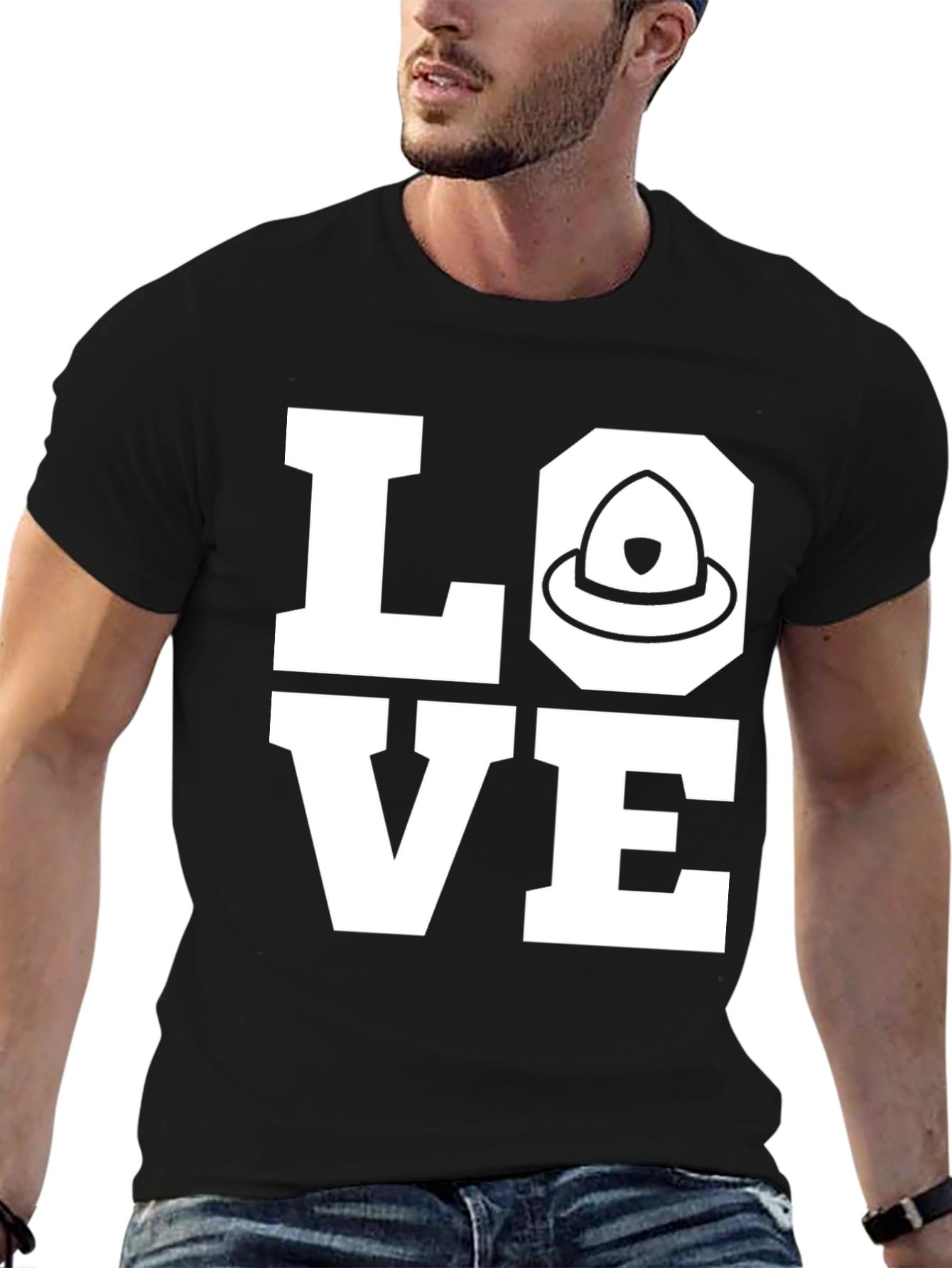 Firefighter Love Black T-Shirt
