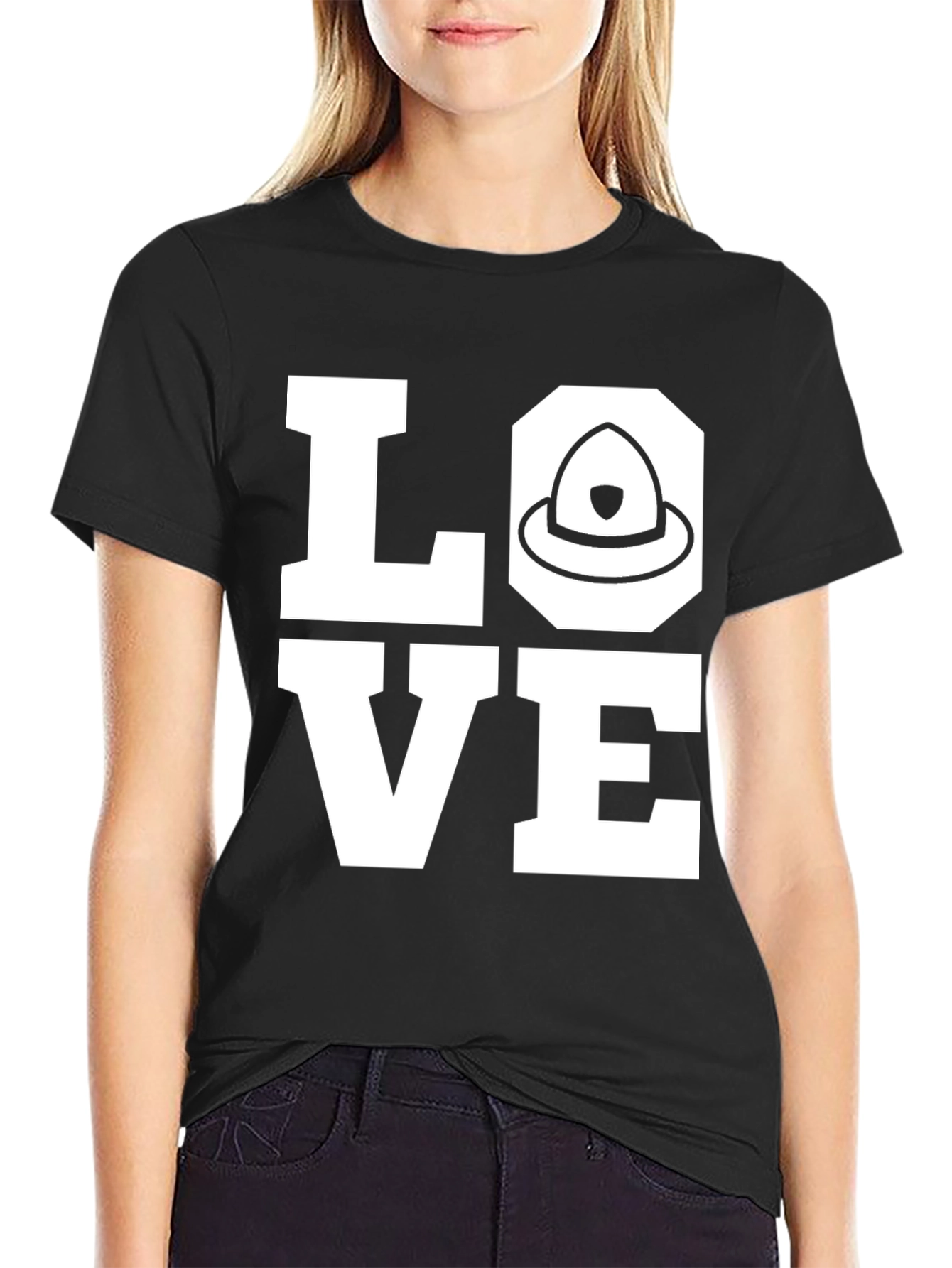 Firefighter Love Black T-Shirt
