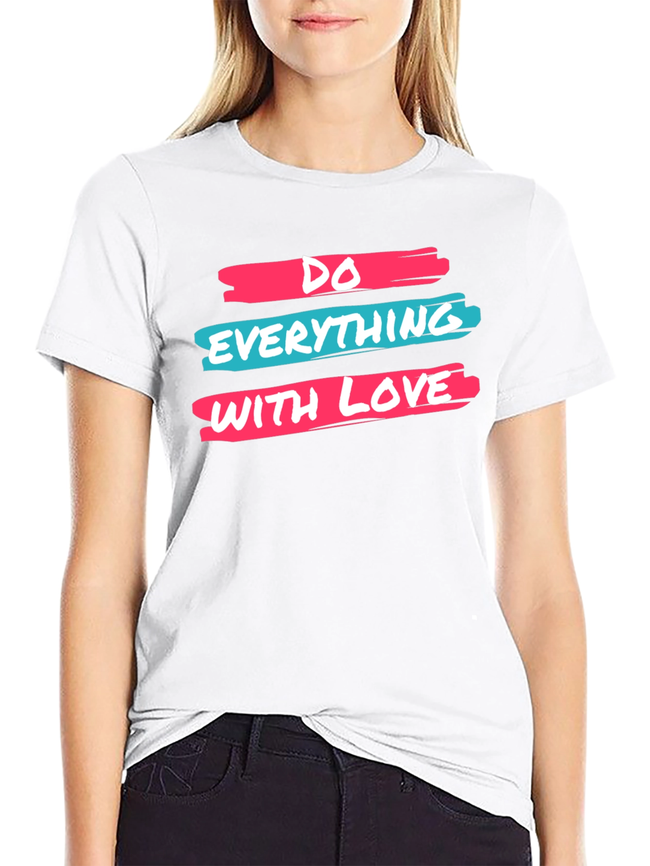 Inspirational Do Everything With Love Black Graphic Tee