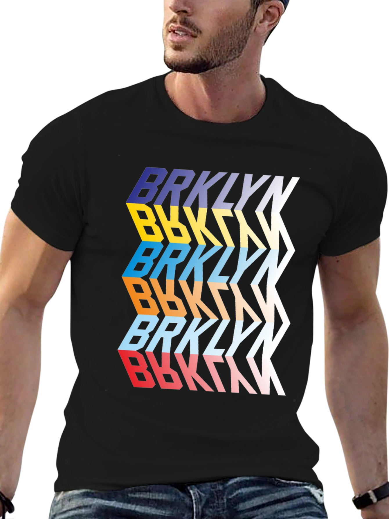 Brooklyn Retro Graphic Print Mens Tee - Black