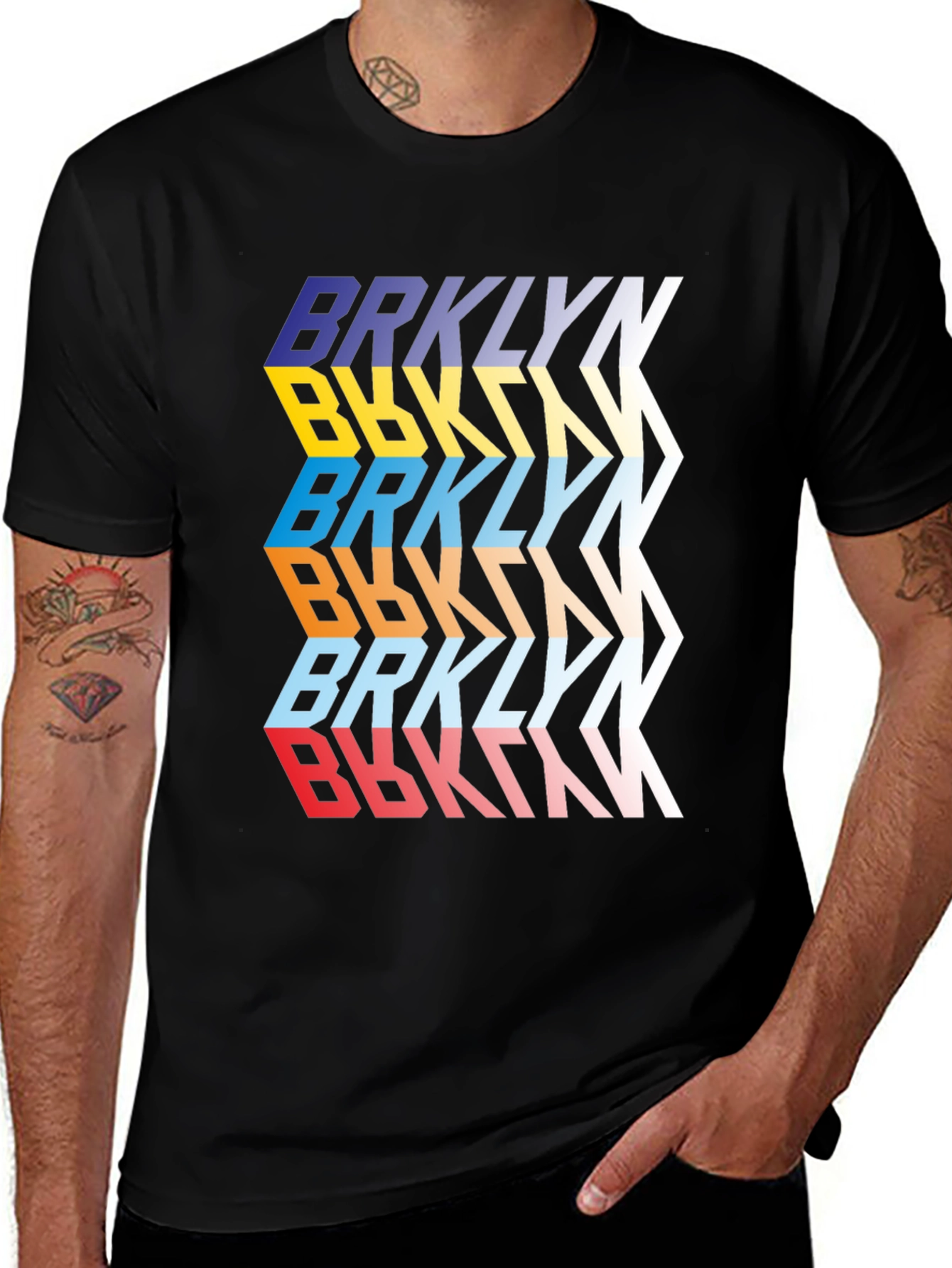 Brooklyn Retro Graphic Print Mens Tee - Black