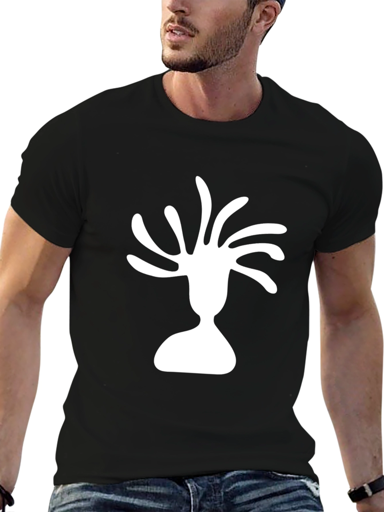 Abstract Tree Graphic Black T-Shirt