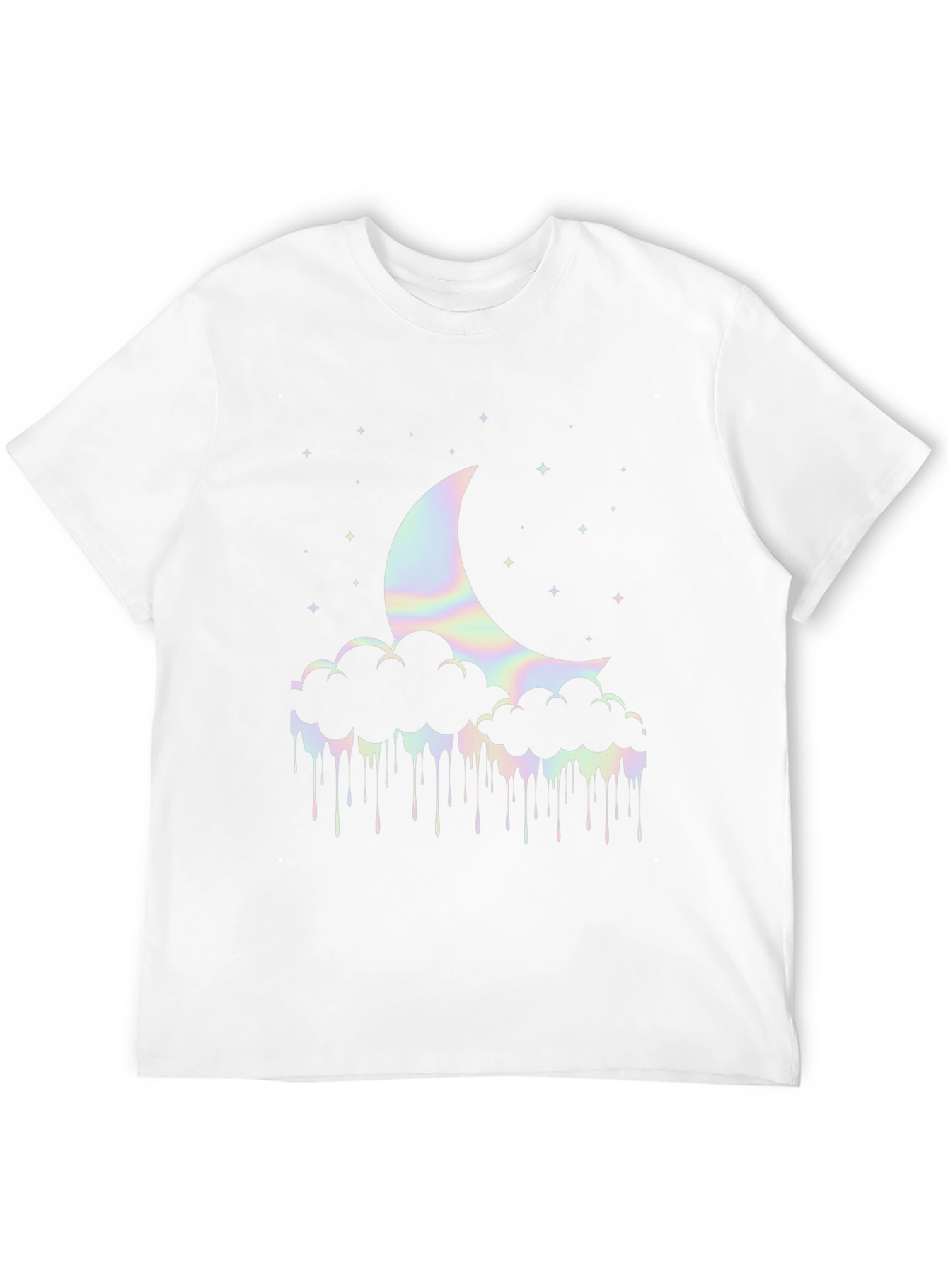 Crescent Moon Clouds T-Shirt - Holographic Graphic Tee