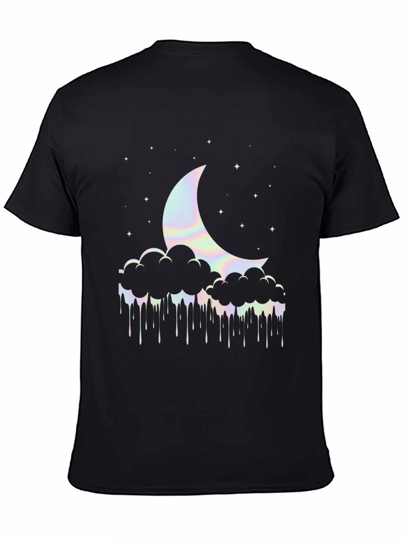 Crescent Moon Clouds T-Shirt - Holographic Graphic Tee
