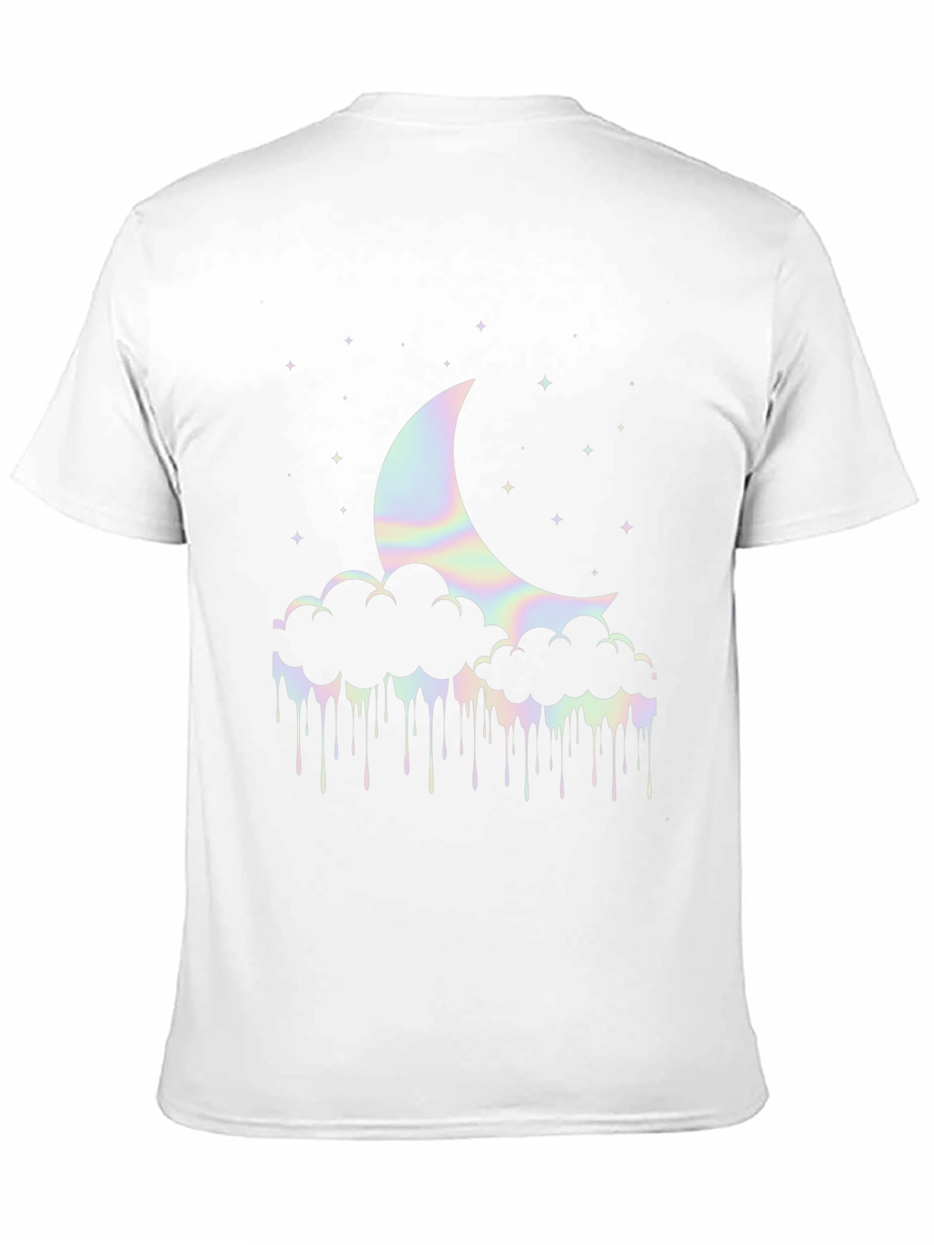 Crescent Moon Clouds T-Shirt - Holographic Graphic Tee