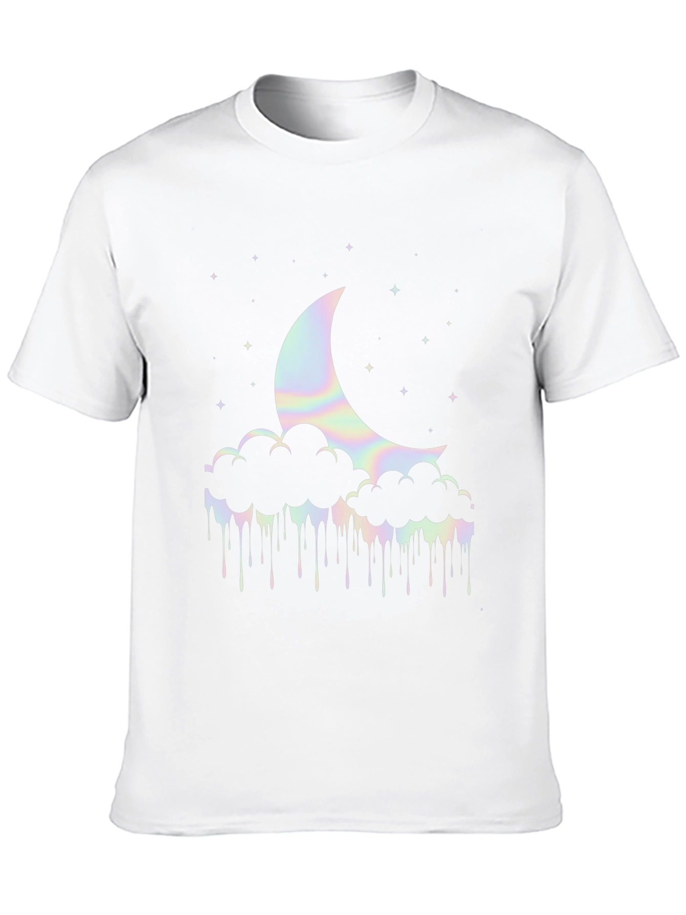 Crescent Moon Clouds T-Shirt - Holographic Graphic Tee