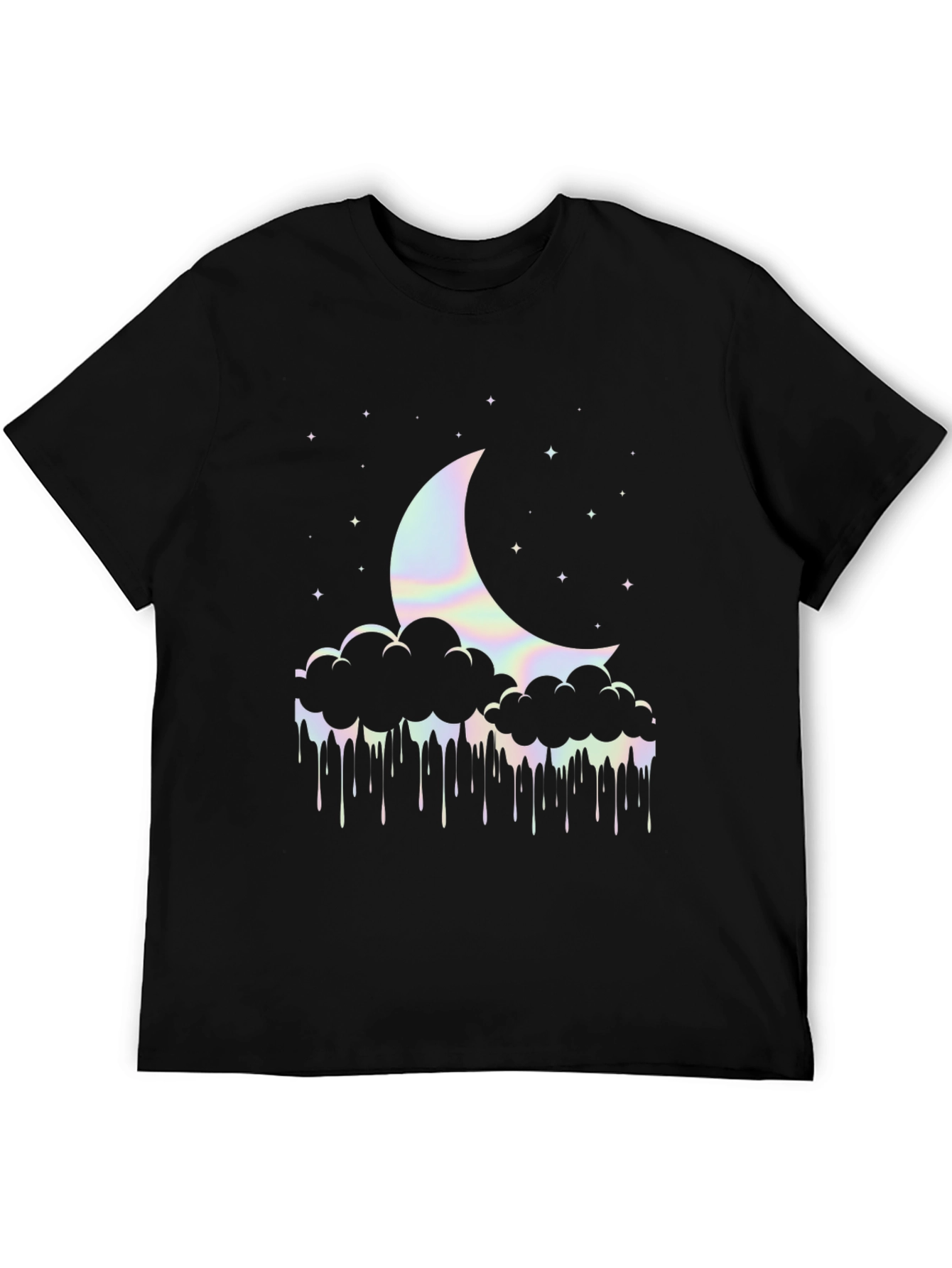Crescent Moon Clouds T-Shirt - Holographic Graphic Tee