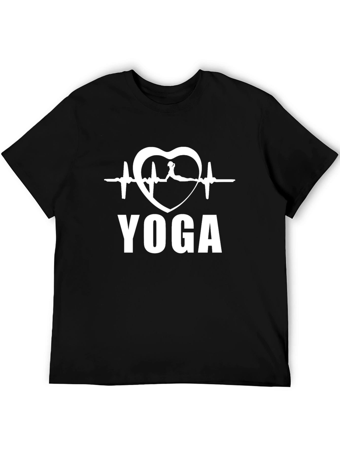 Yoga Heartbeat T-Shirt - Black Cotton Tee