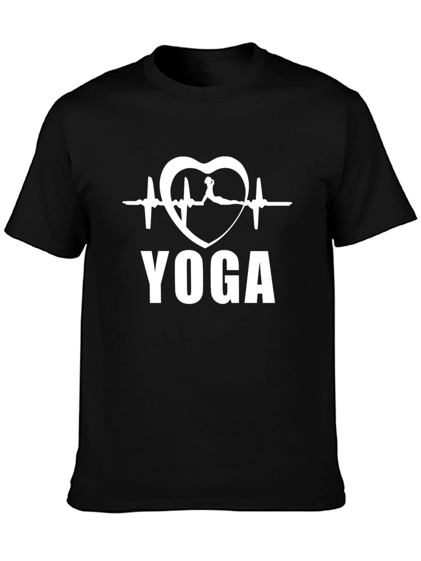 Yoga Heartbeat T-Shirt - Black Cotton Tee