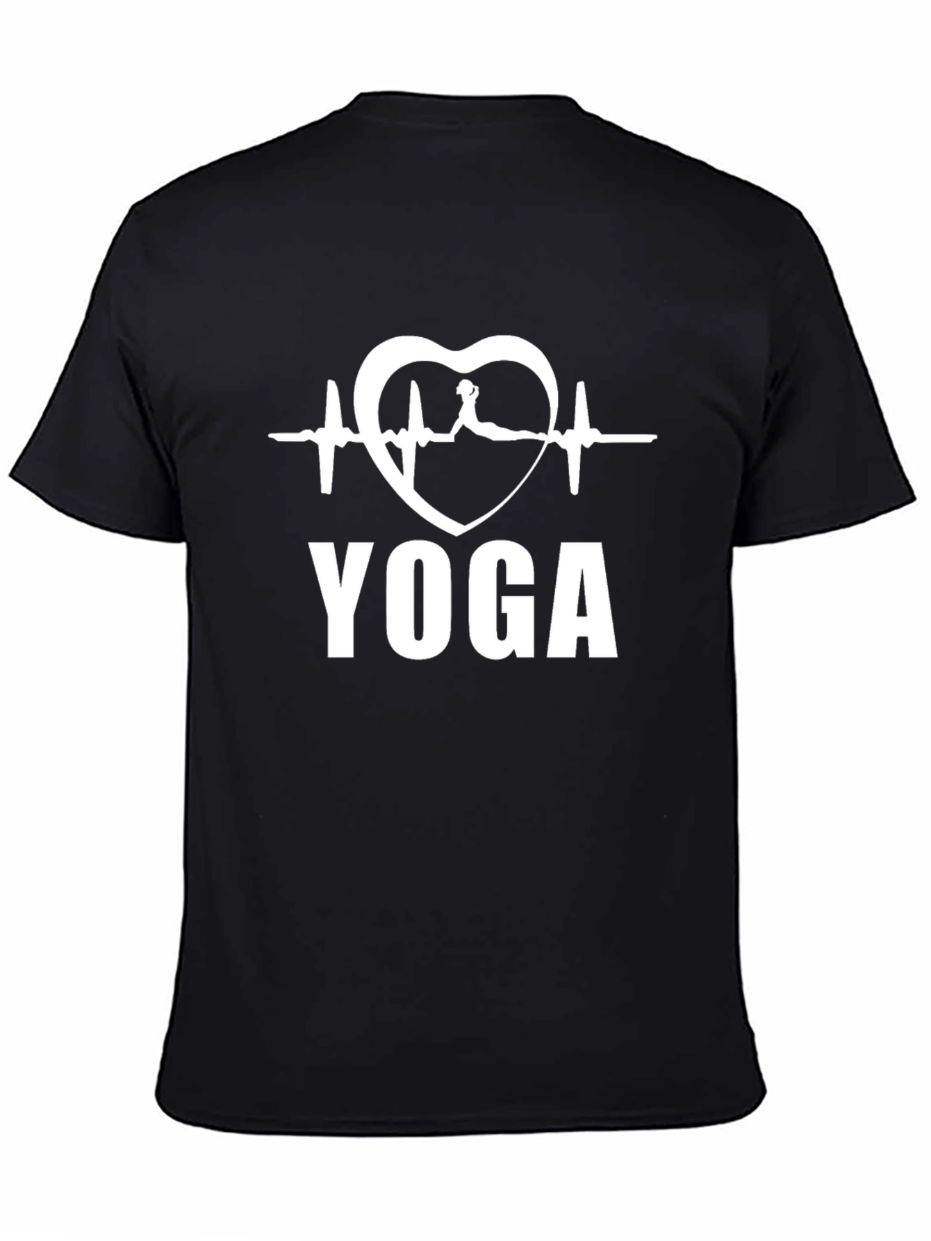 Yoga Heartbeat T-Shirt - Black Cotton Tee